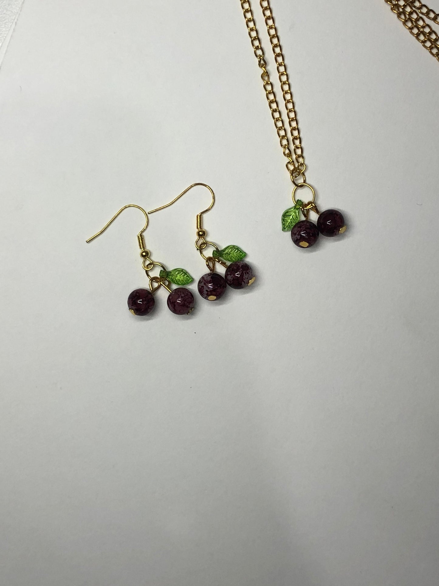 Cherry Pendant and Earrings (pair)