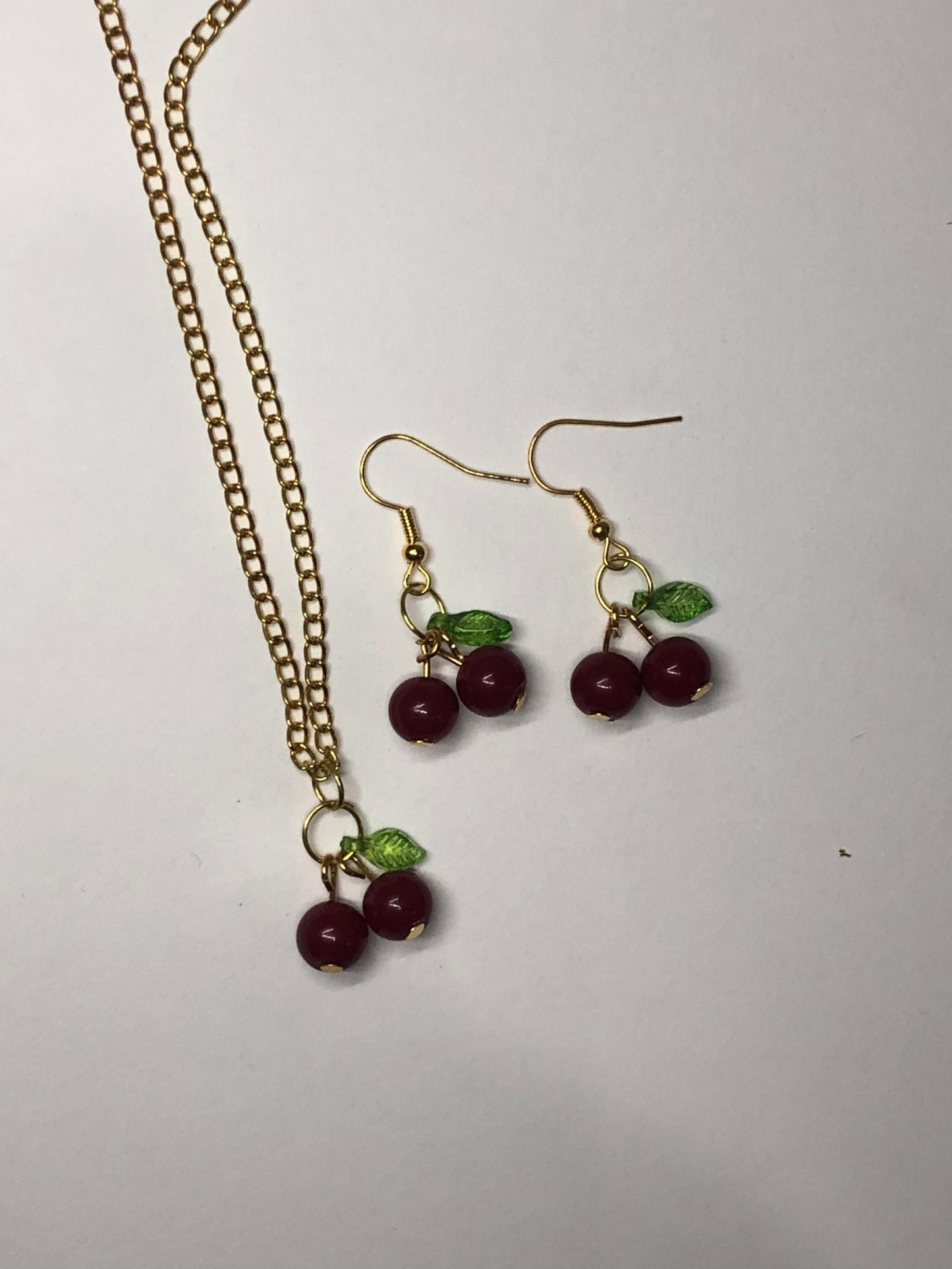 Cherry Pendant and Earrings (pair)