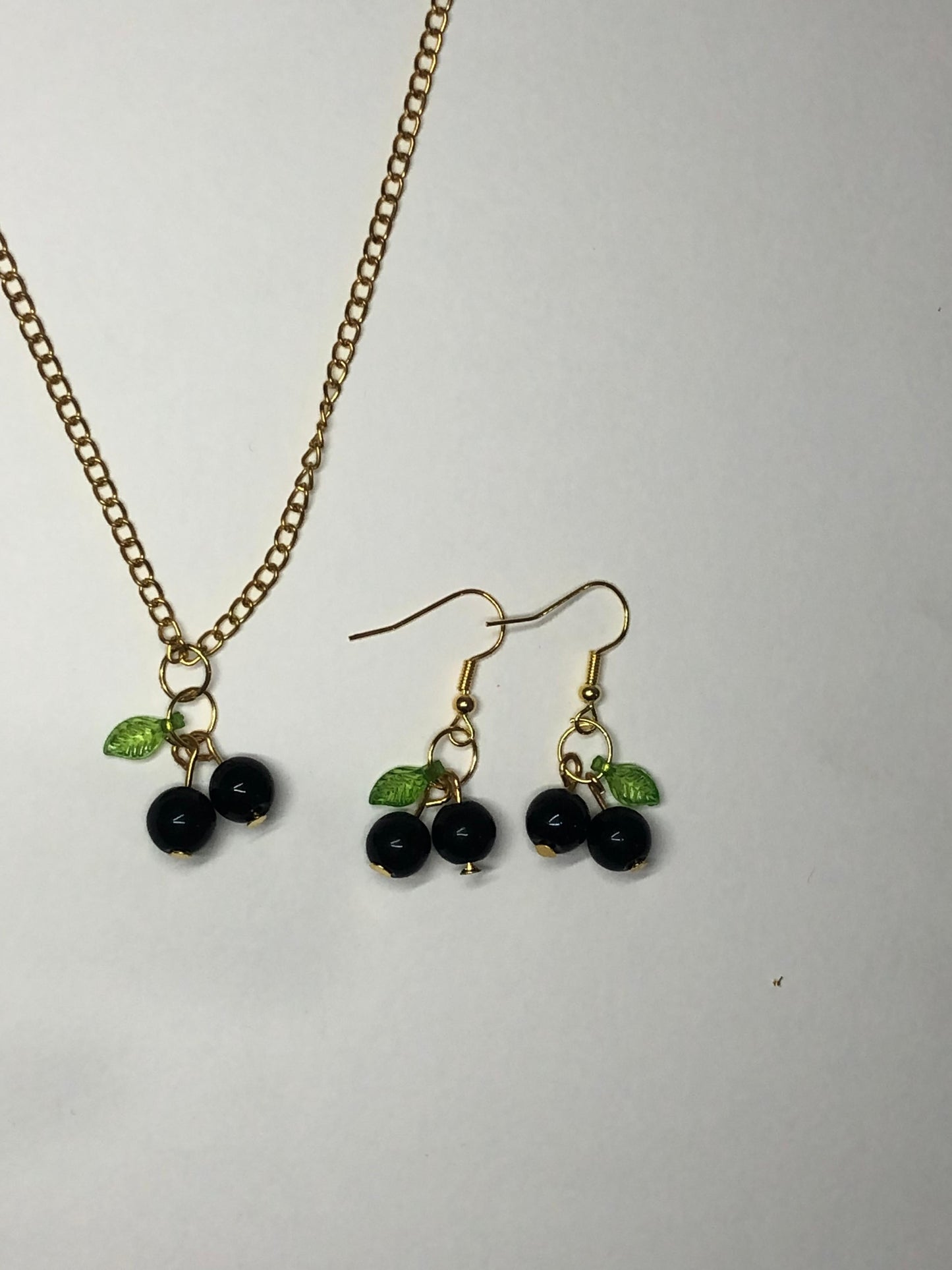 Cherry Pendant and Earrings (pair)
