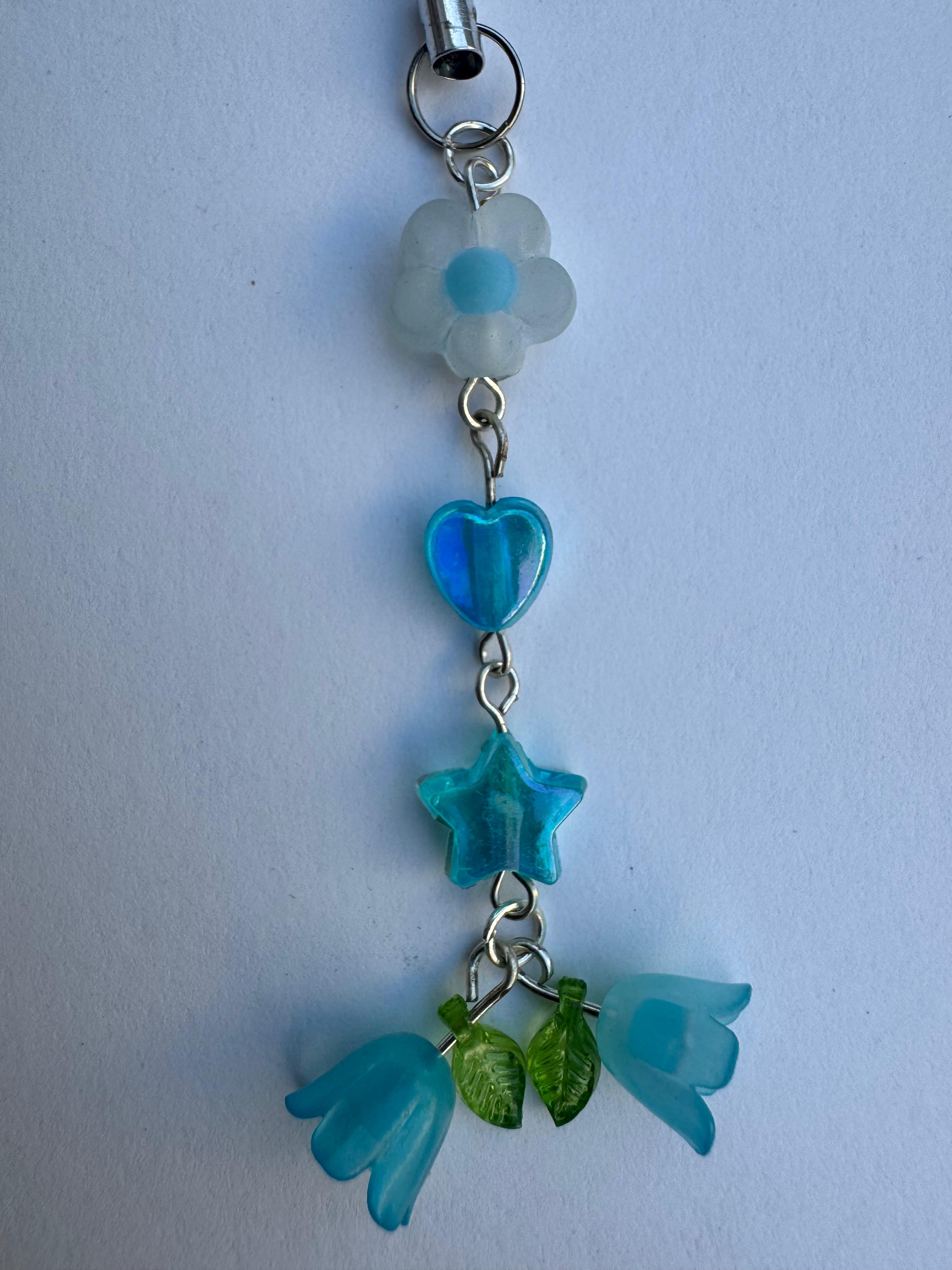 Blue Floral fantasy Phone Charm