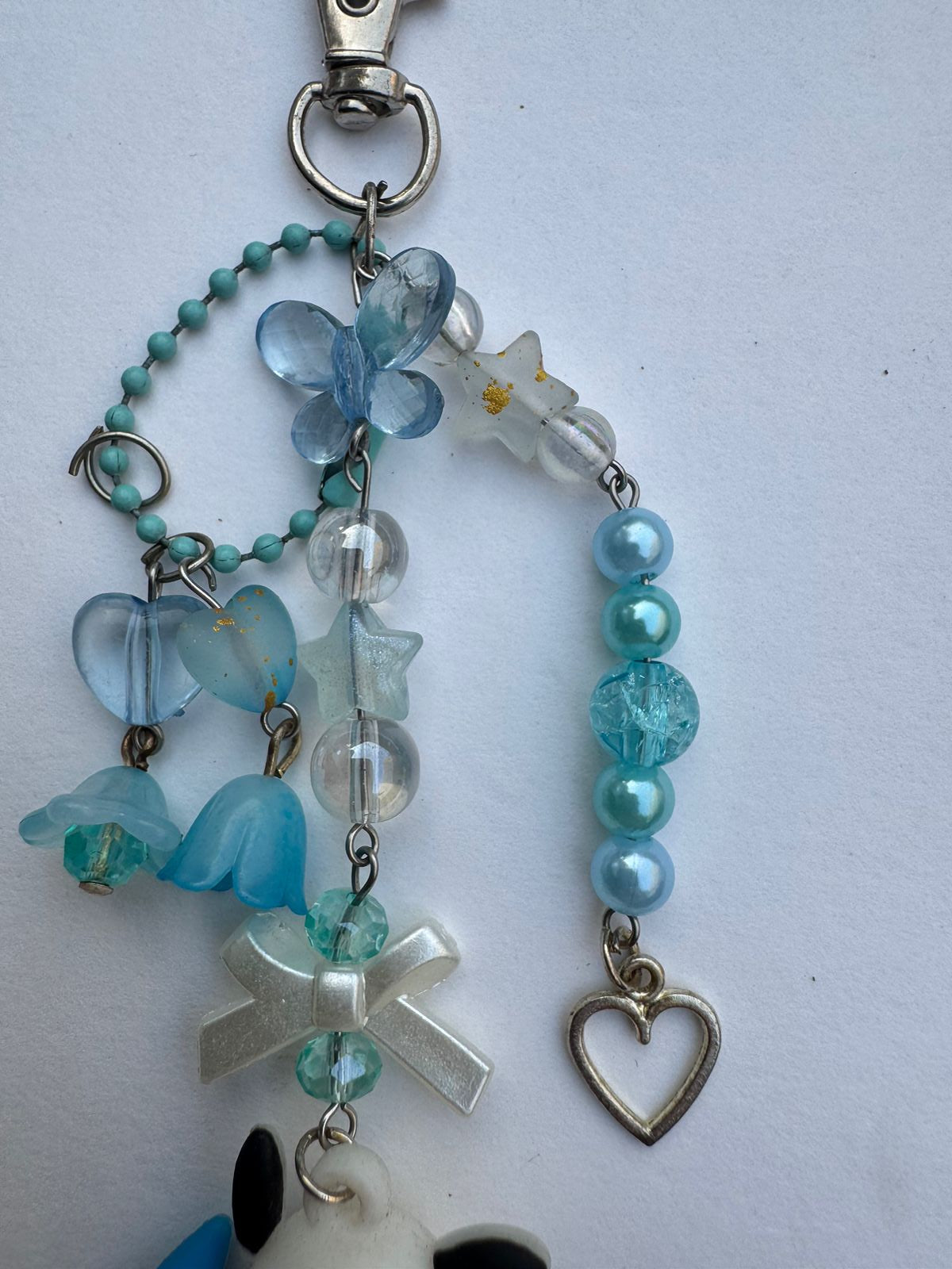Blue Heart Charm Keychain