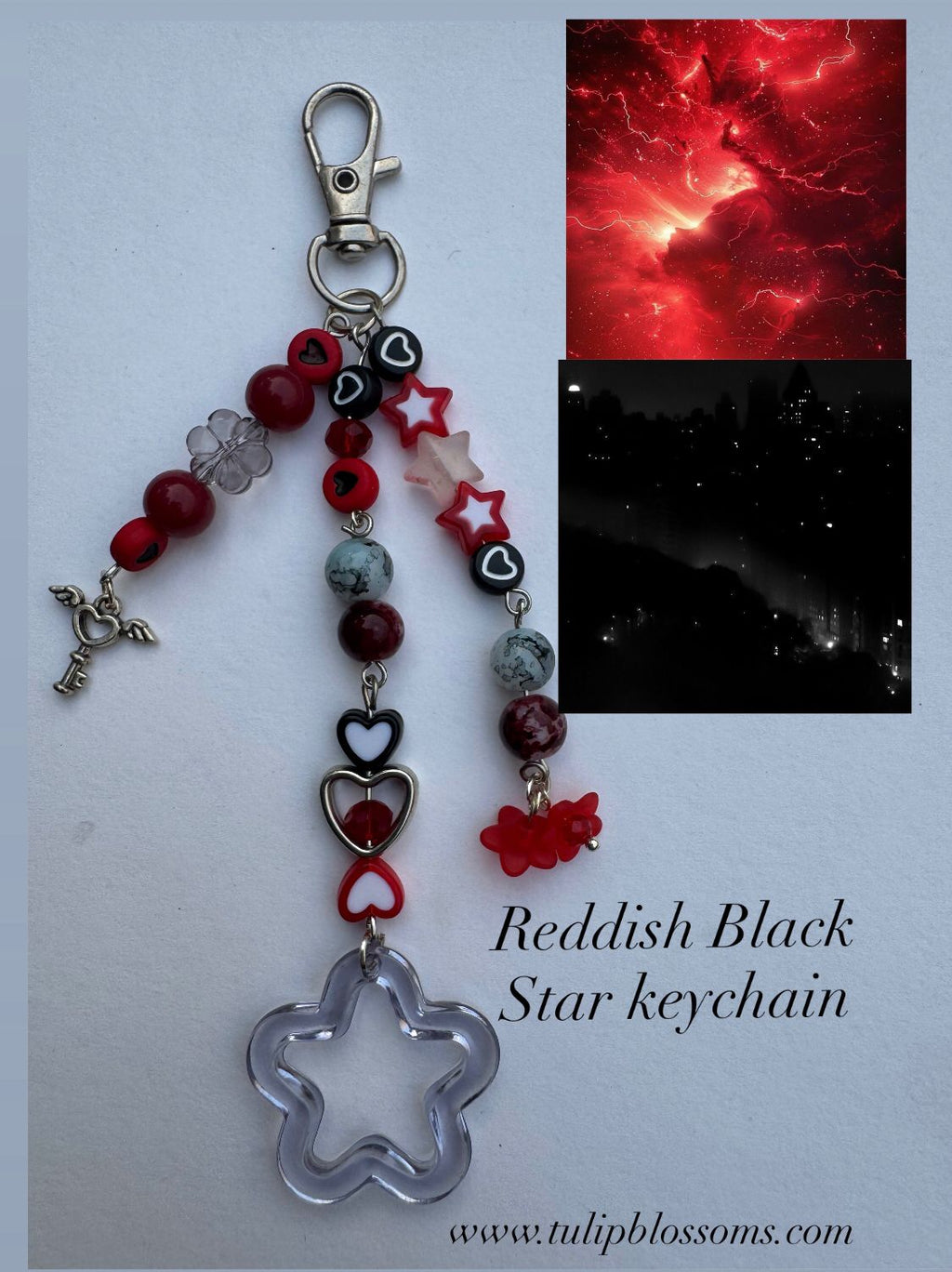 Reddish Black Star Keychain