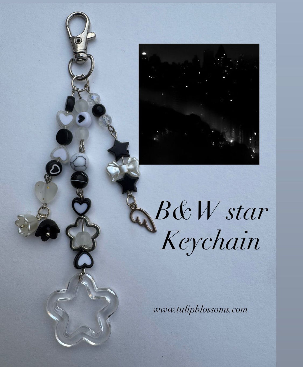 B&W Star Keychain