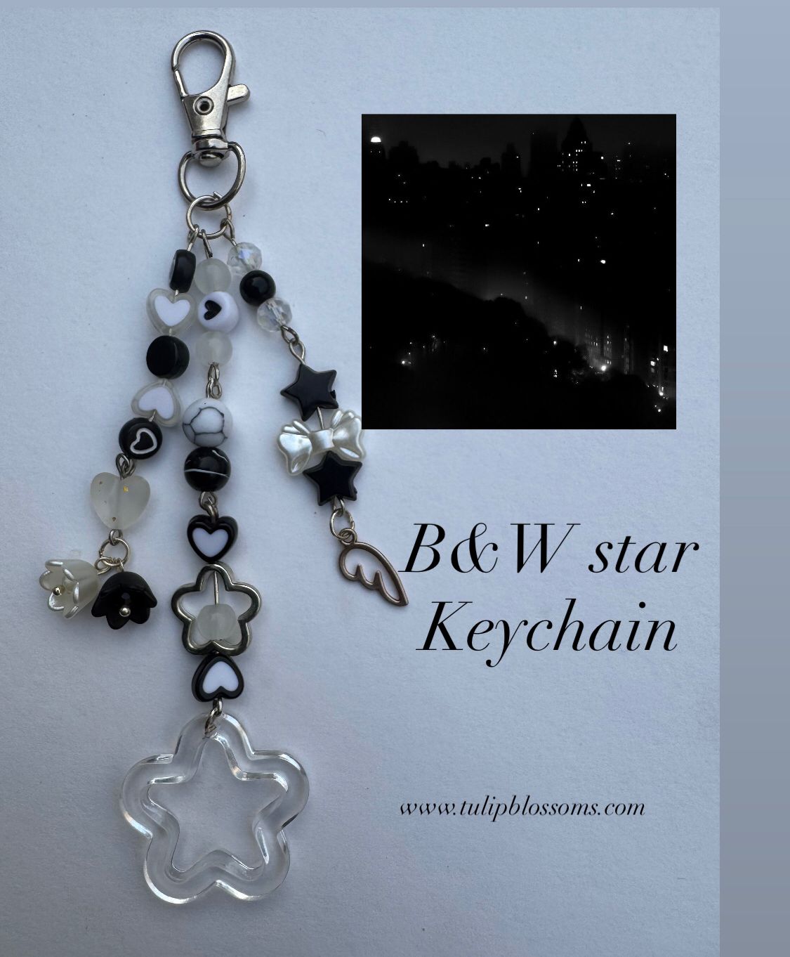 B&W Star Keychain