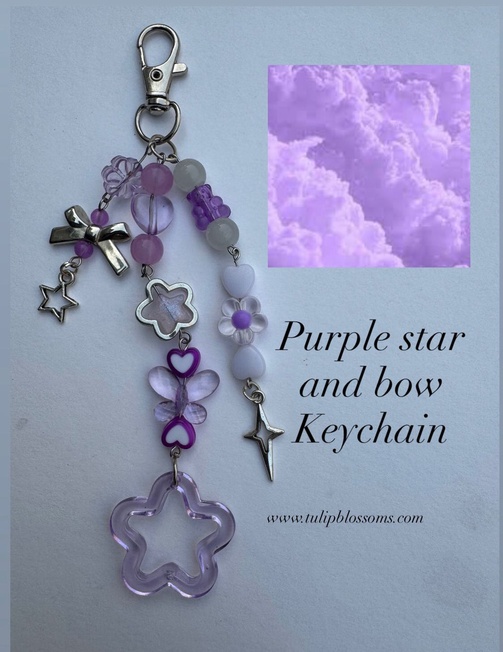 Purple Star and Bow Keychain