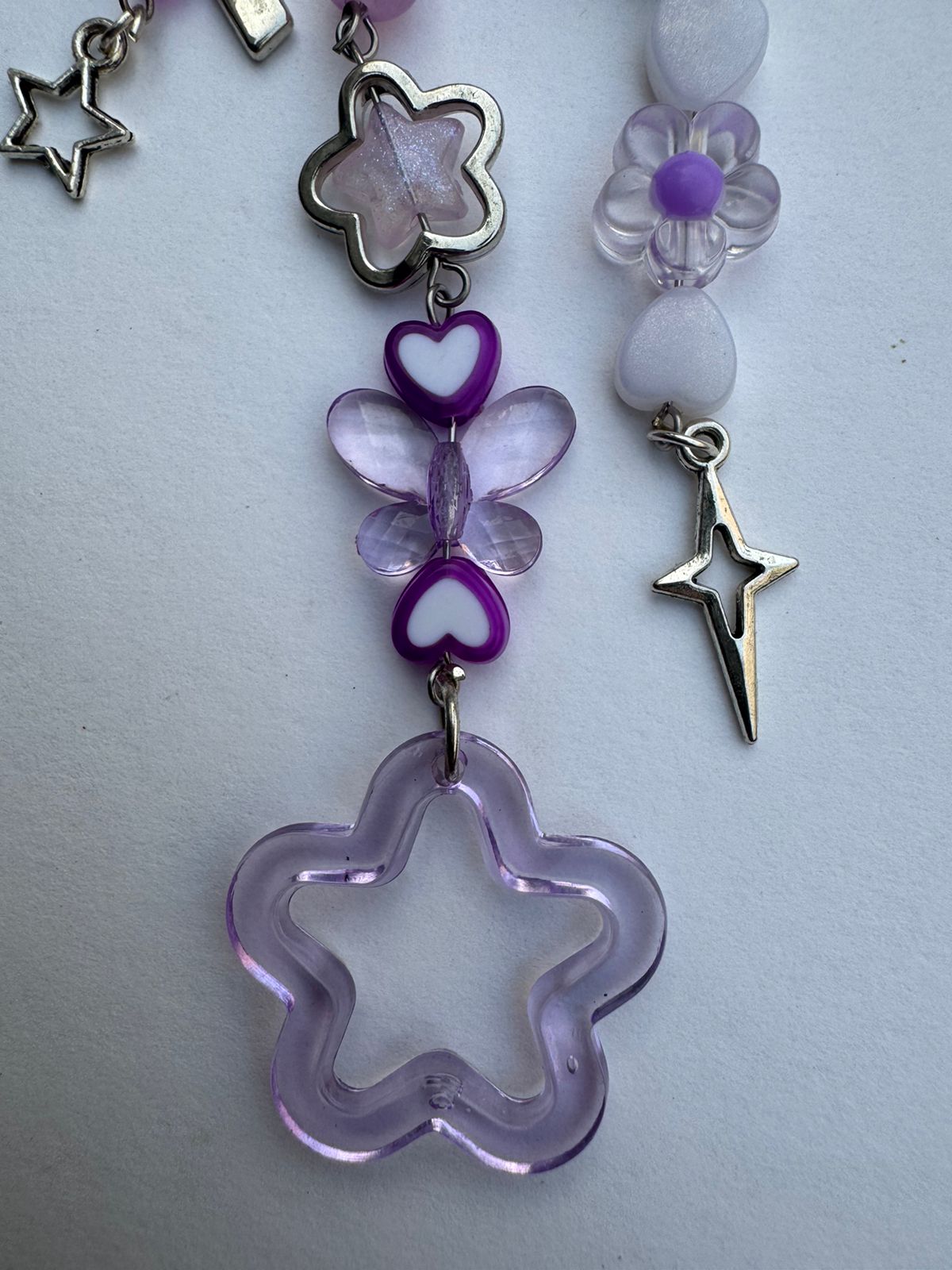 Purple Star and Bow Keychain