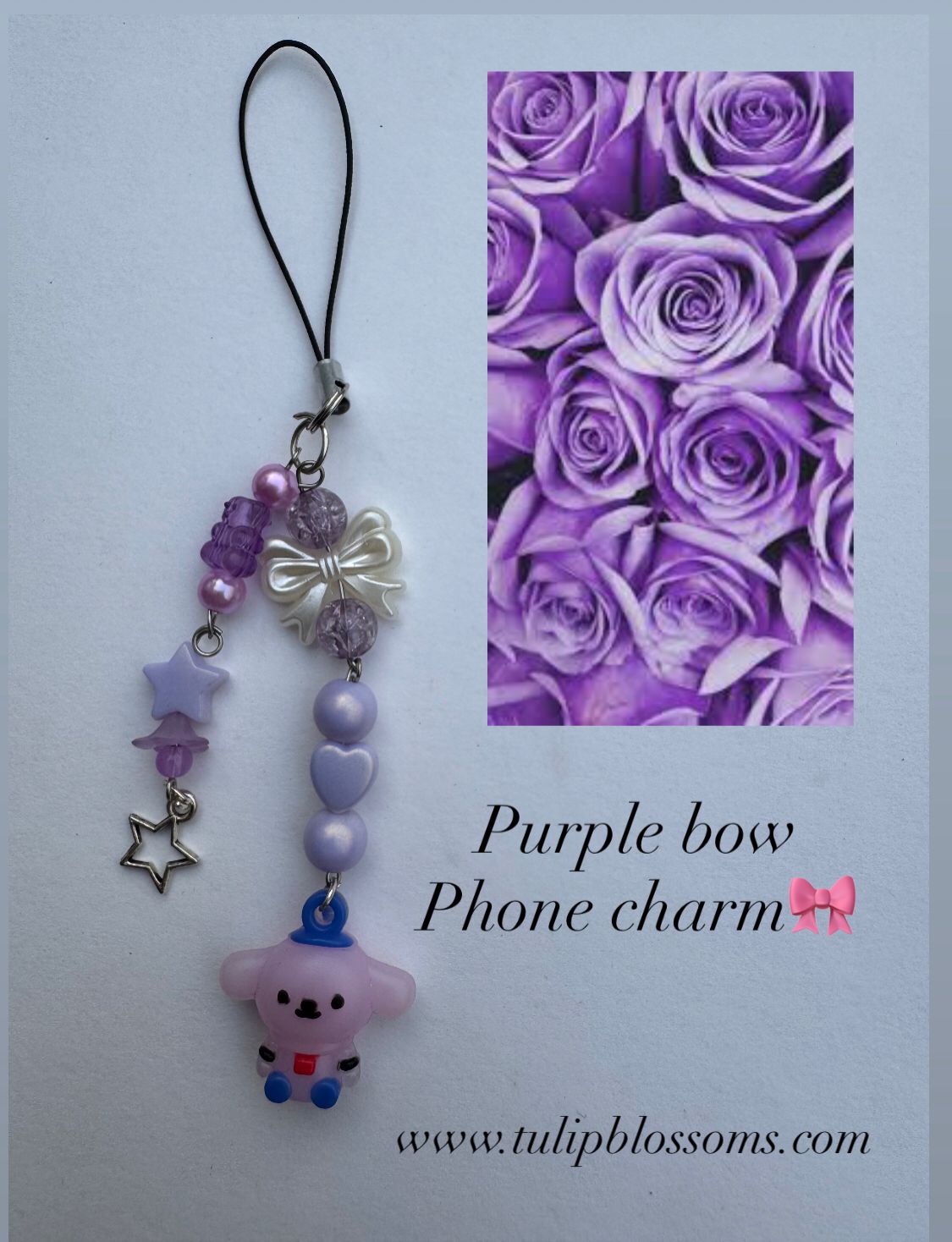 Purple Bow Phone Charm