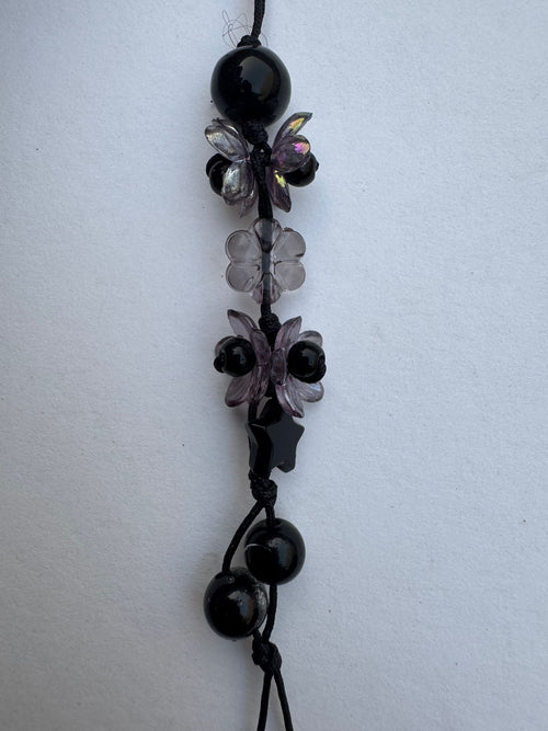 Black Floral Phone Charm