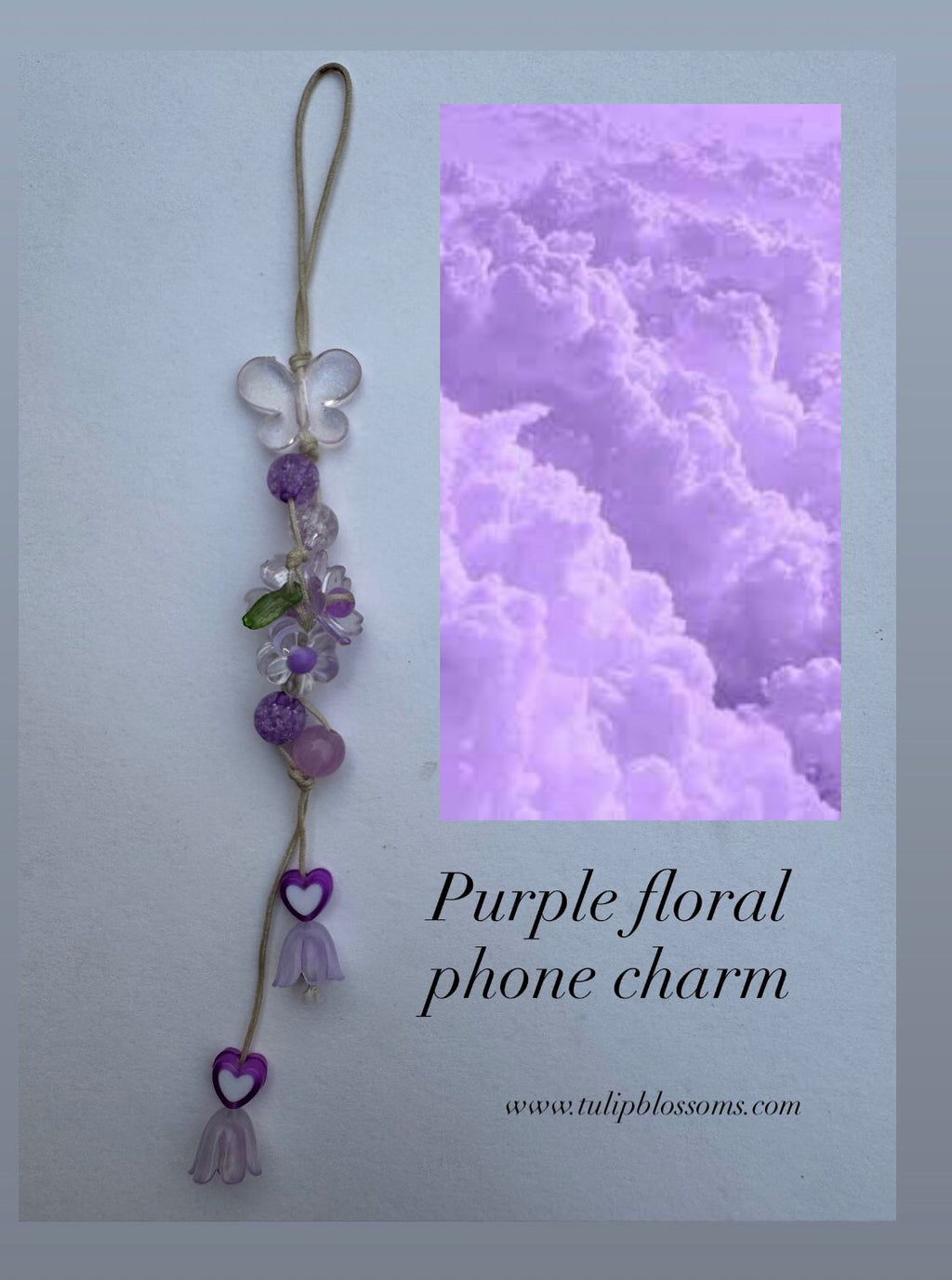 Purple Floral Phone Charm