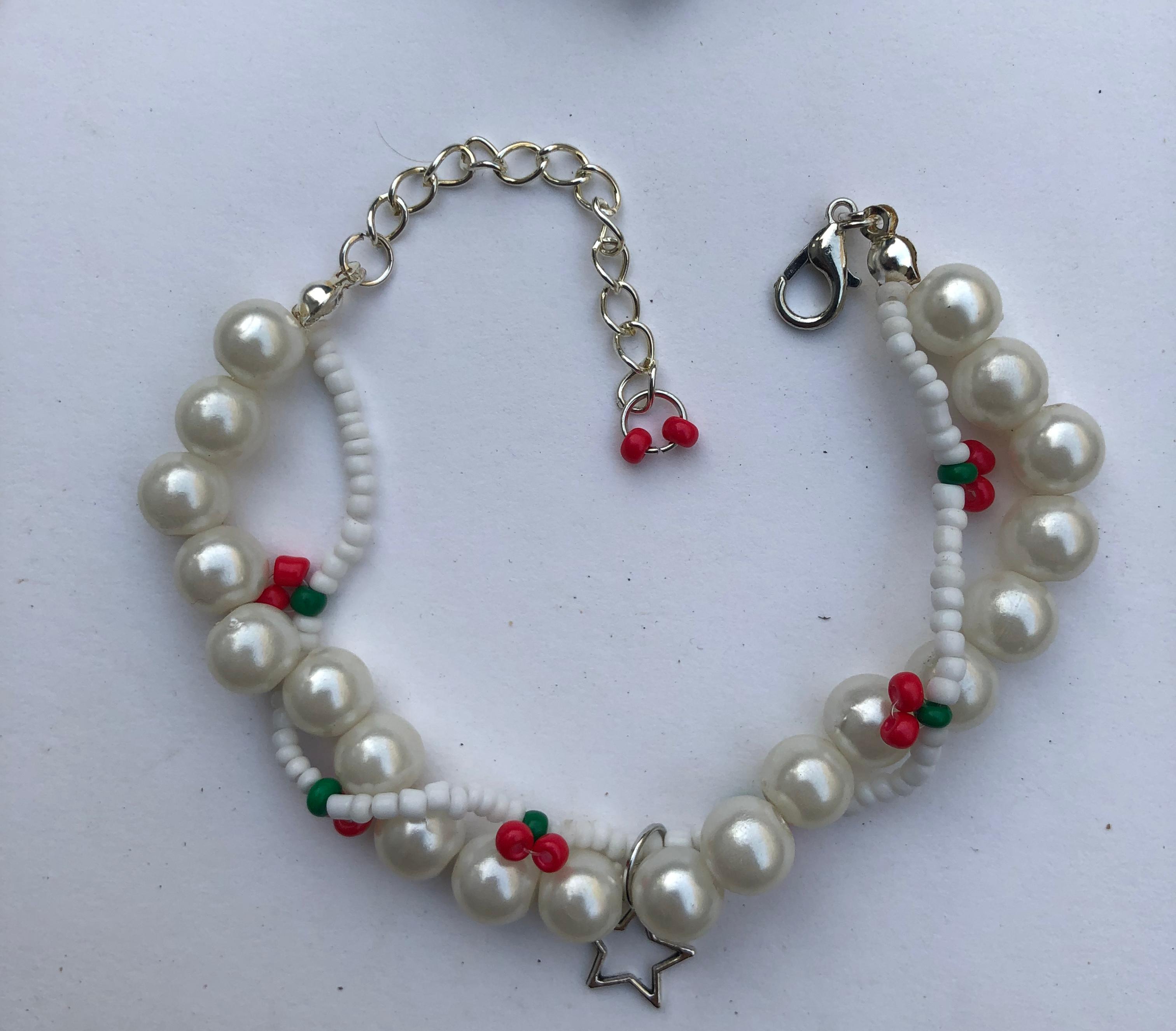 White Cherry Beaded Bracelet