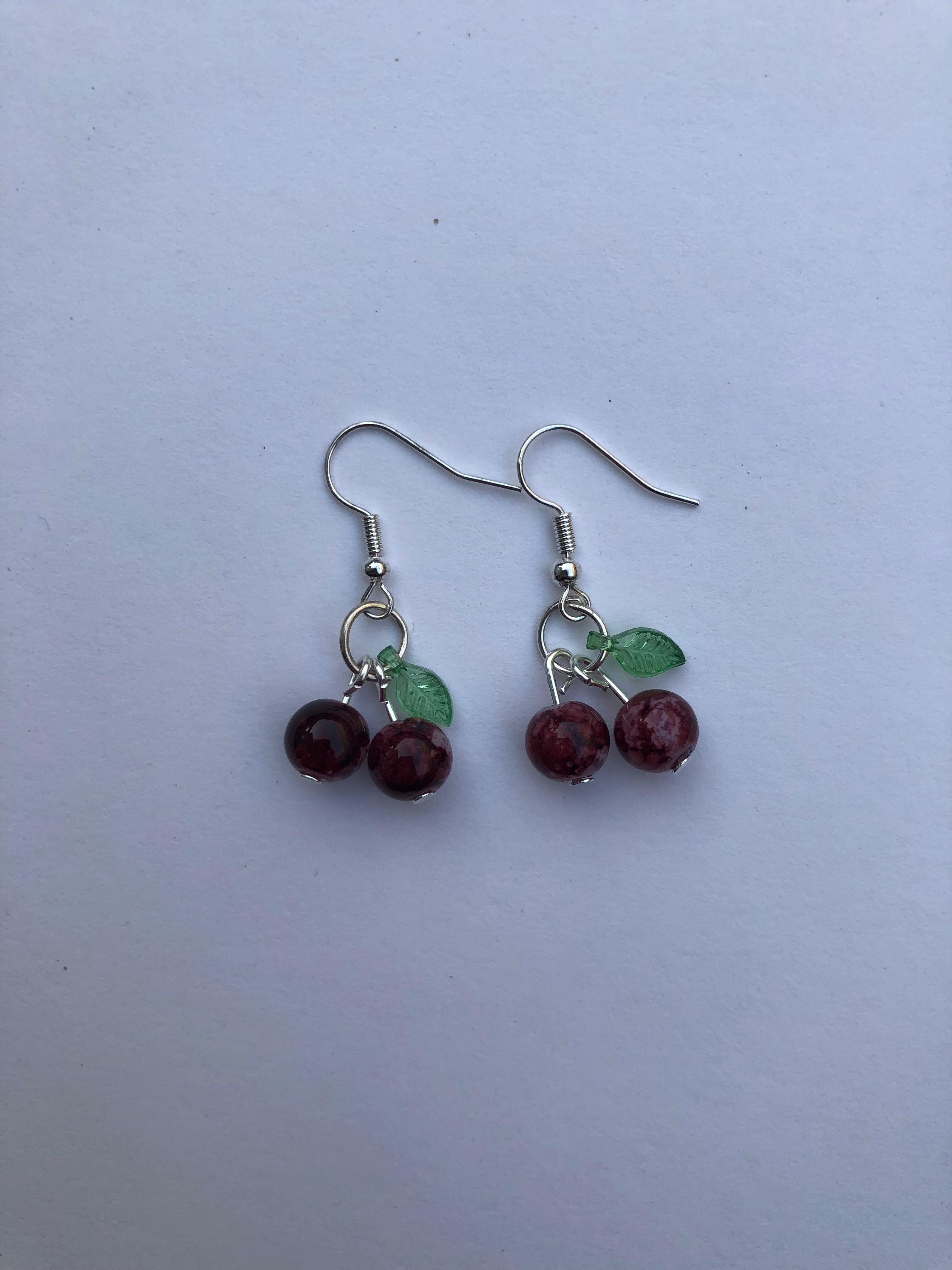 Brownish Maroon Cherry Earrings