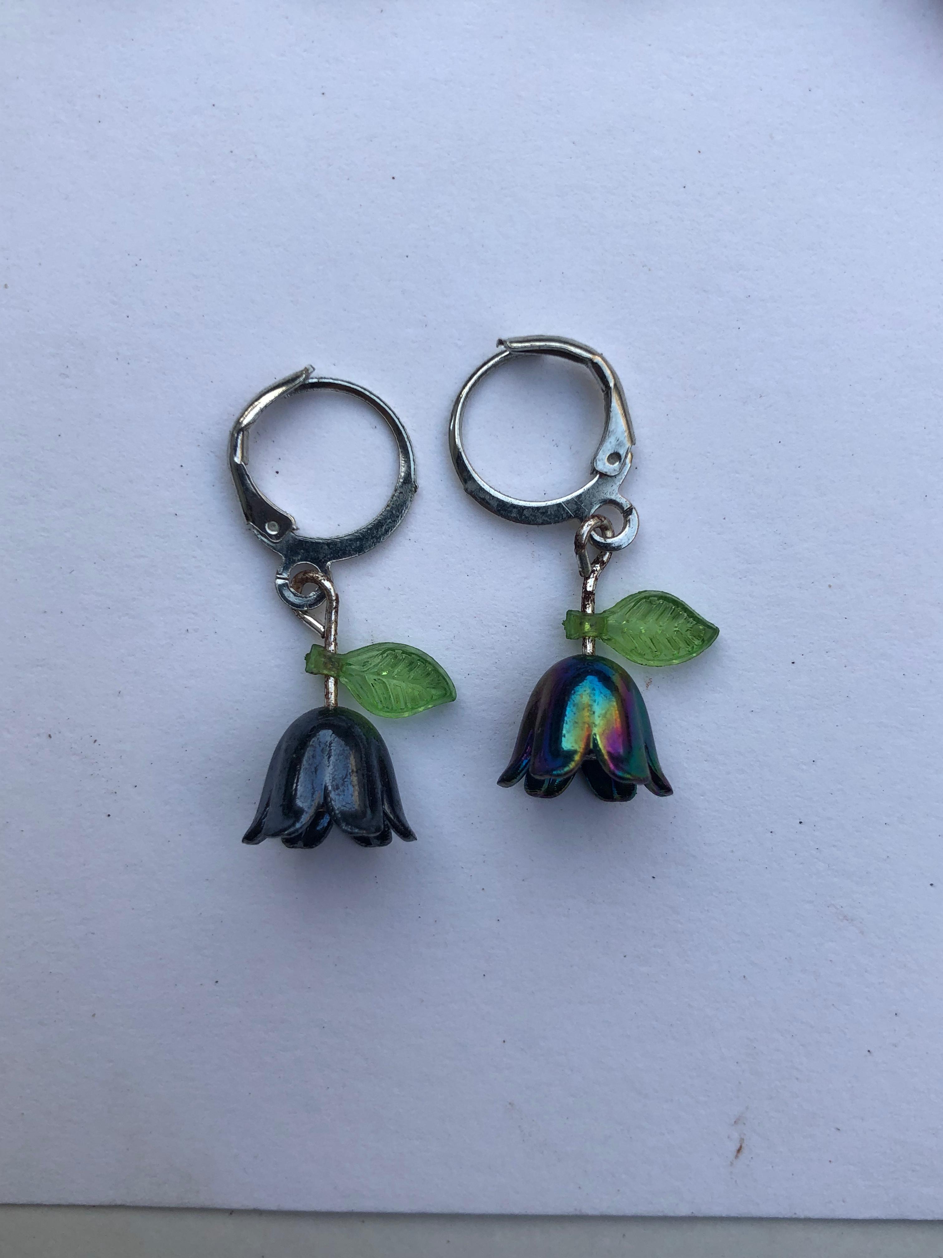 Black Bellflower Earrings