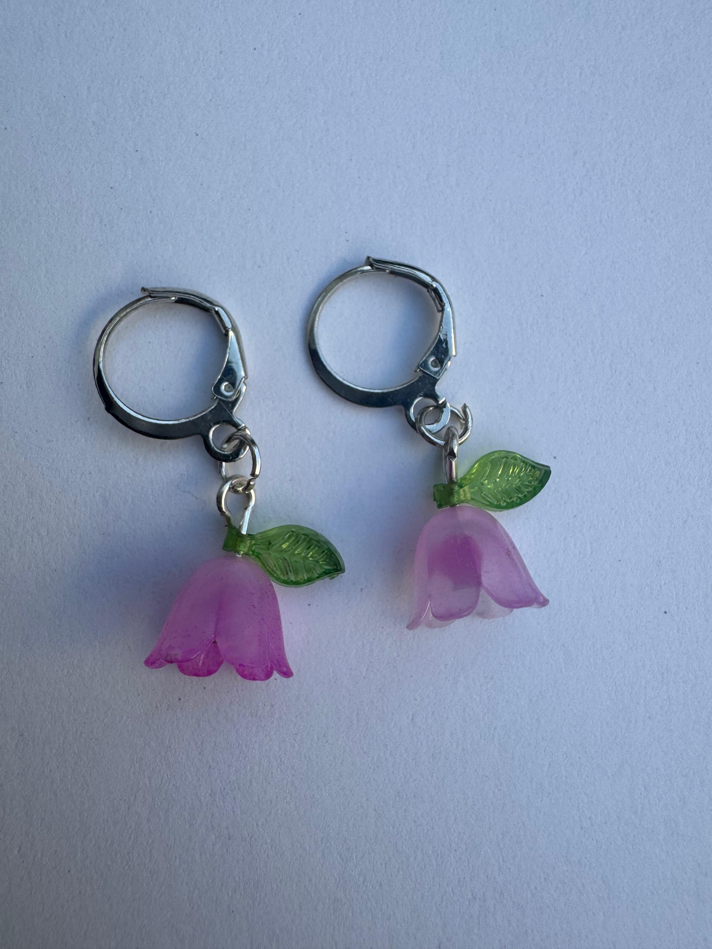Pink Bellflower earrings