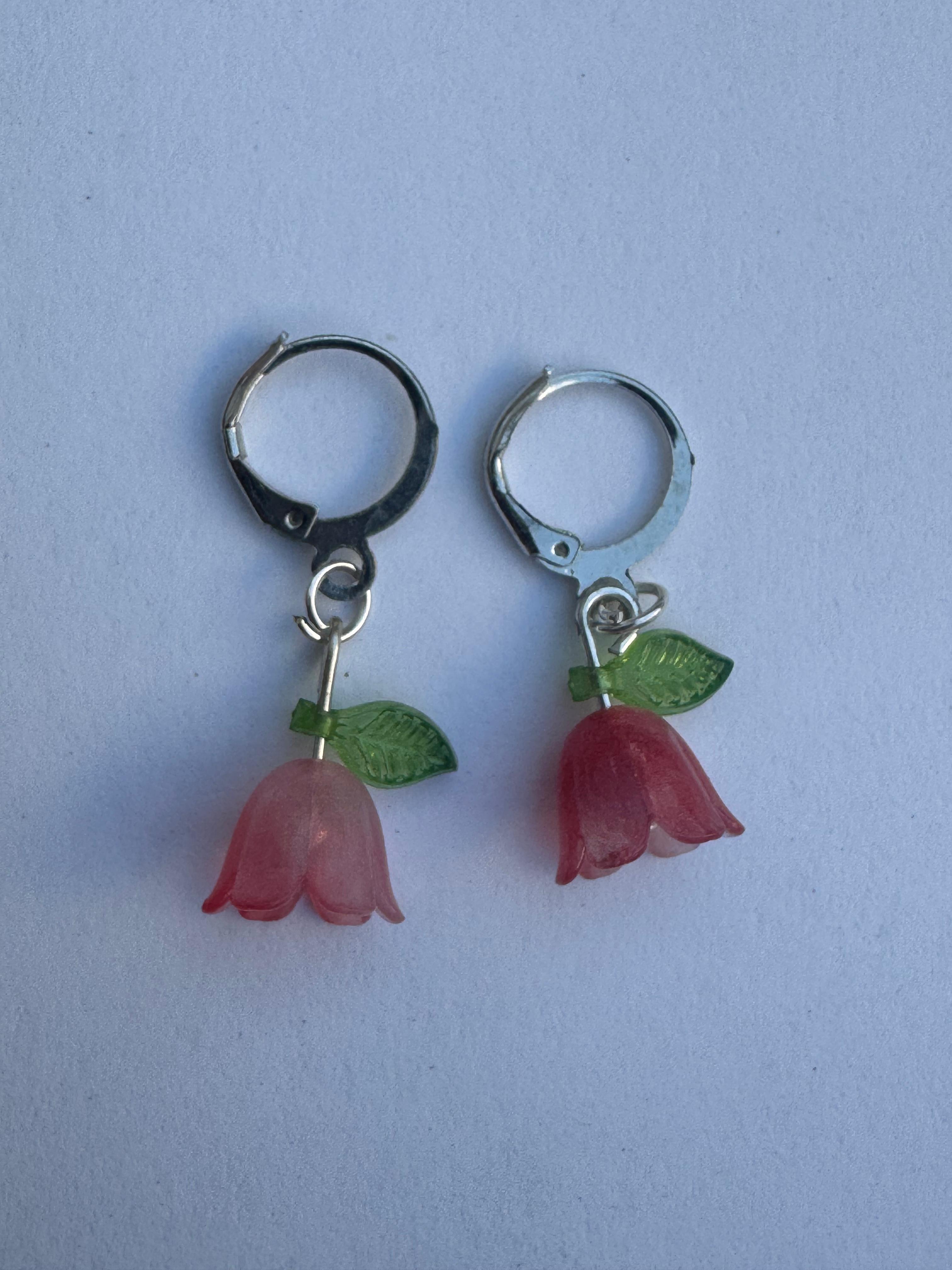 Red Bellflower Earrings