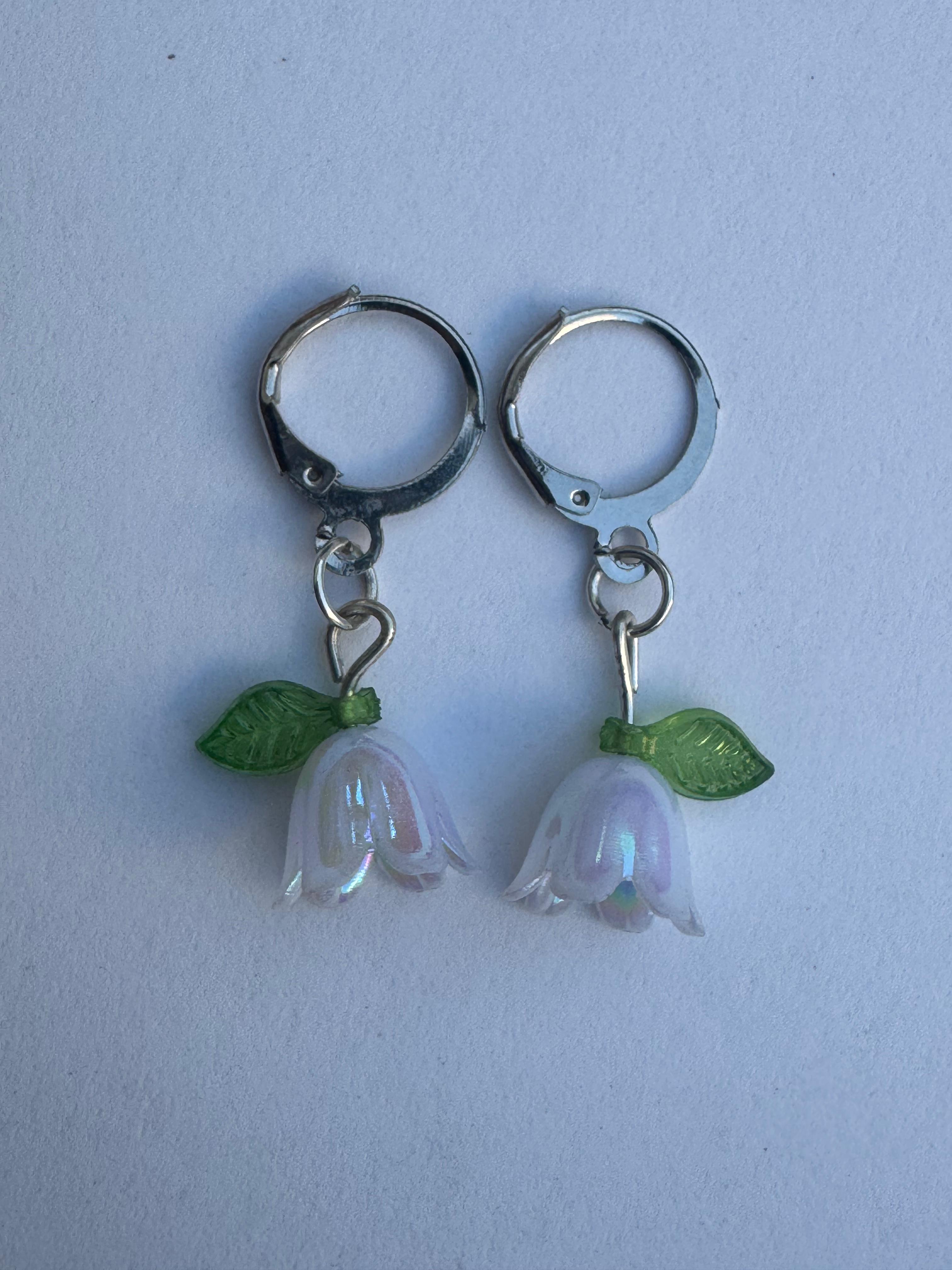 White Bellflower Earrings