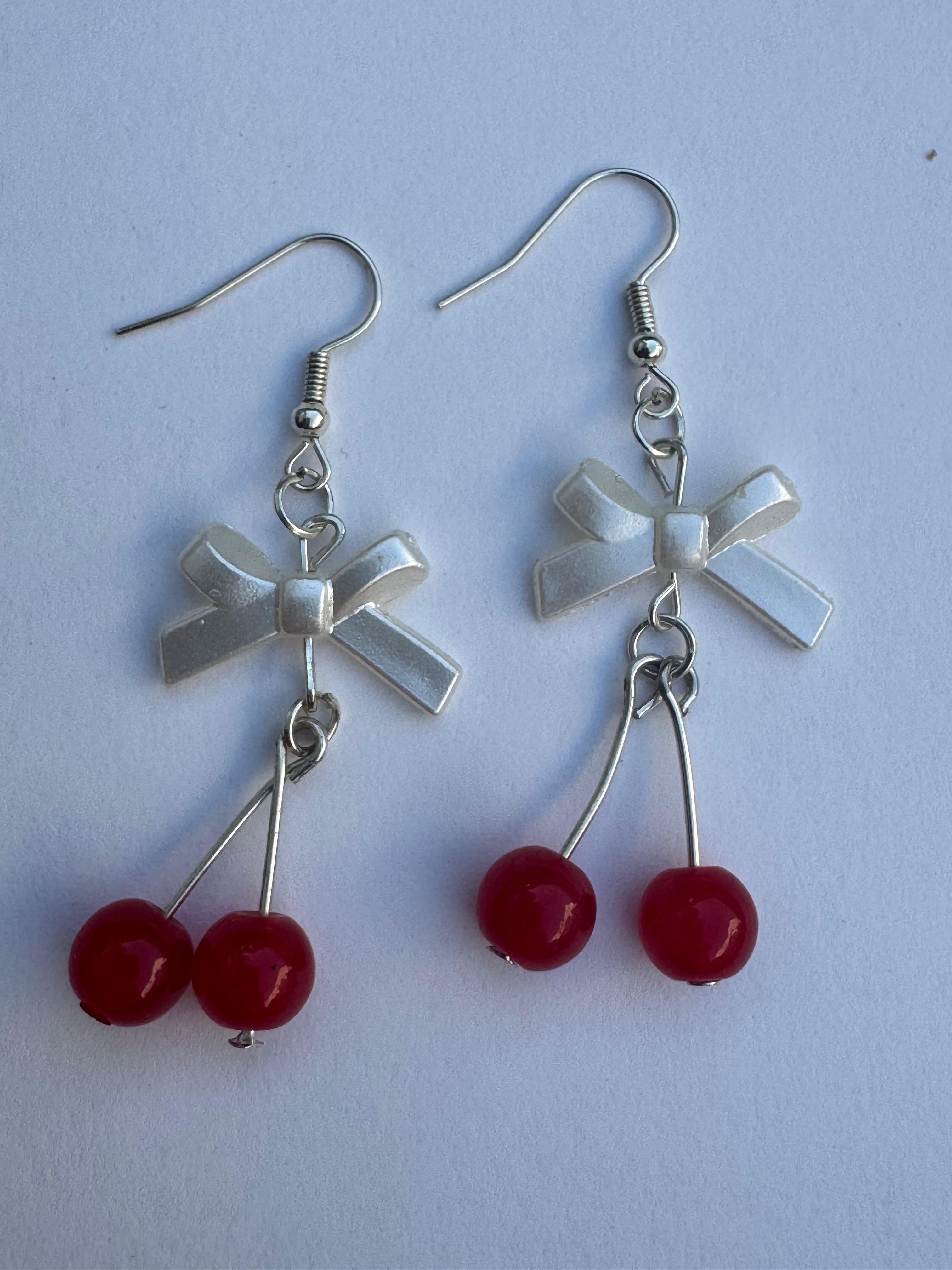 Red Bow Earrings