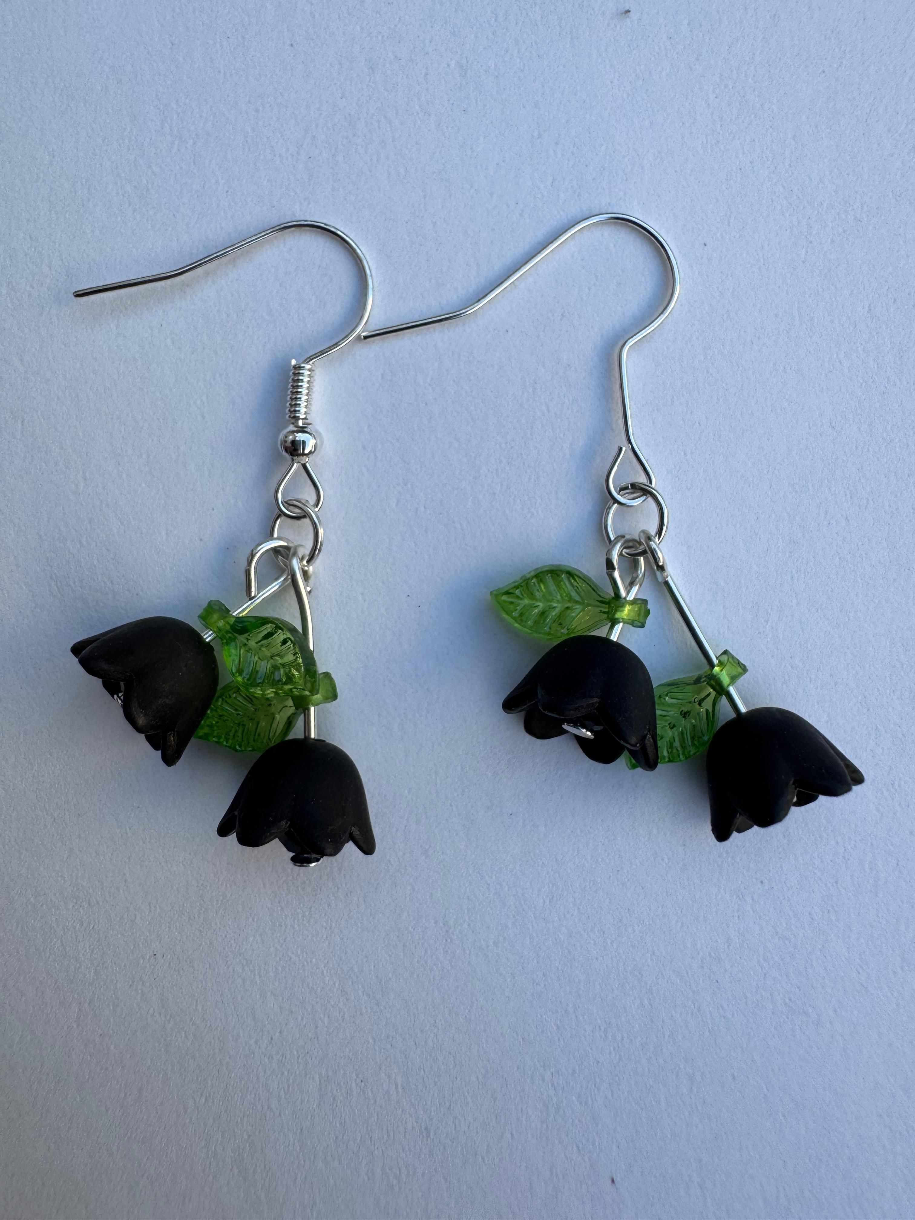 Black Flower Earrings