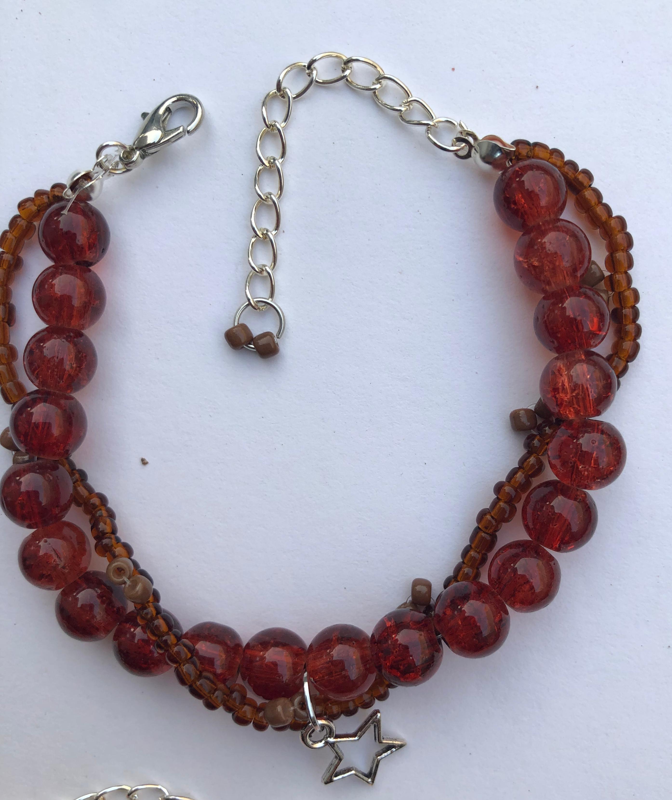 Brown Beaded Cherry Bracelet