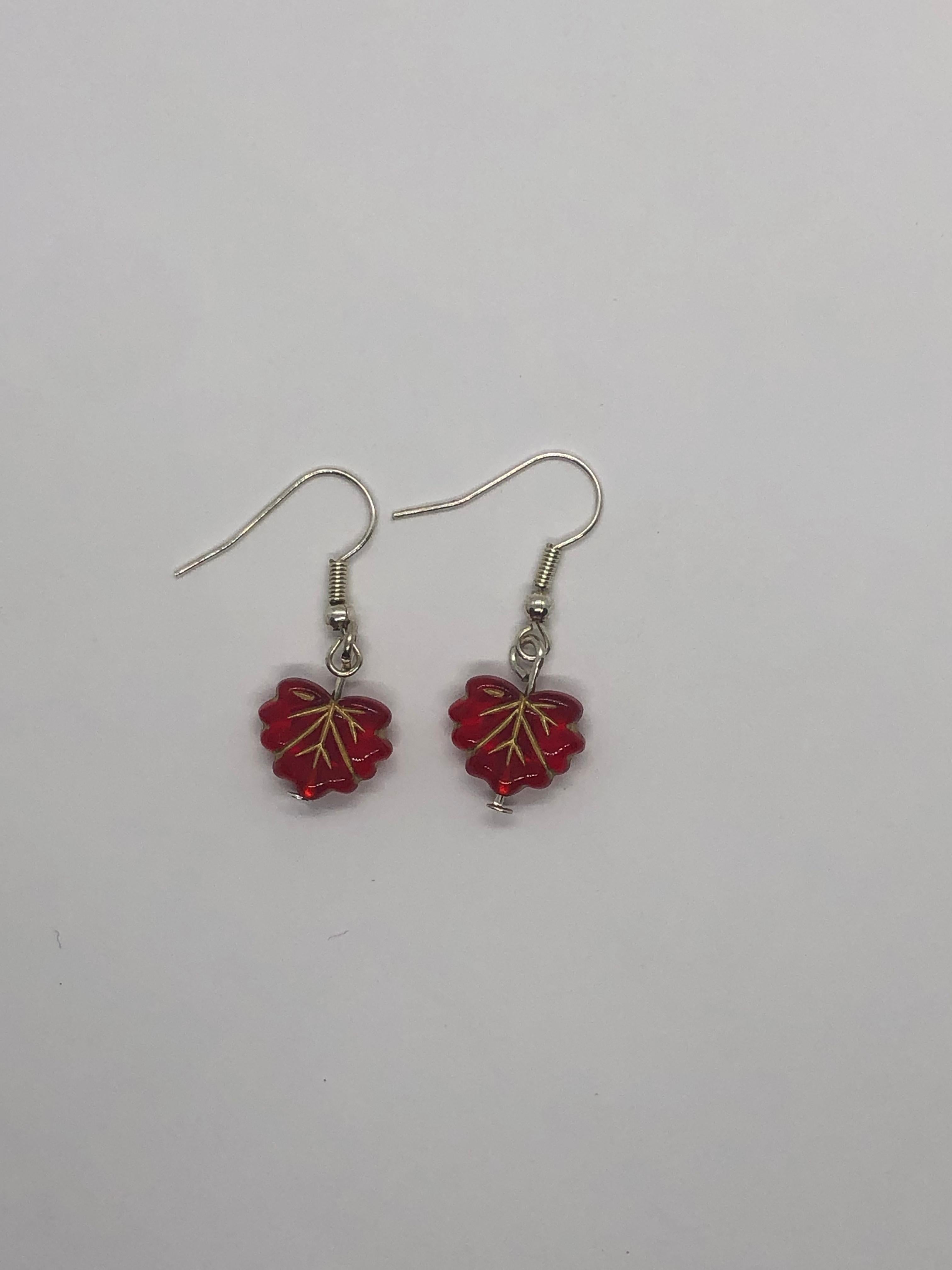 Red leaf Earrings