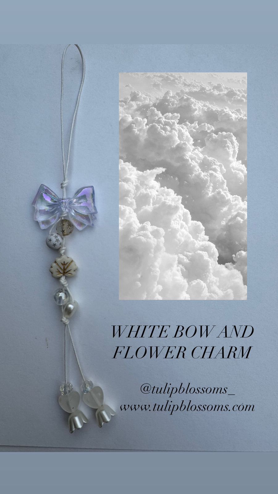 White Bow And Flower Charm