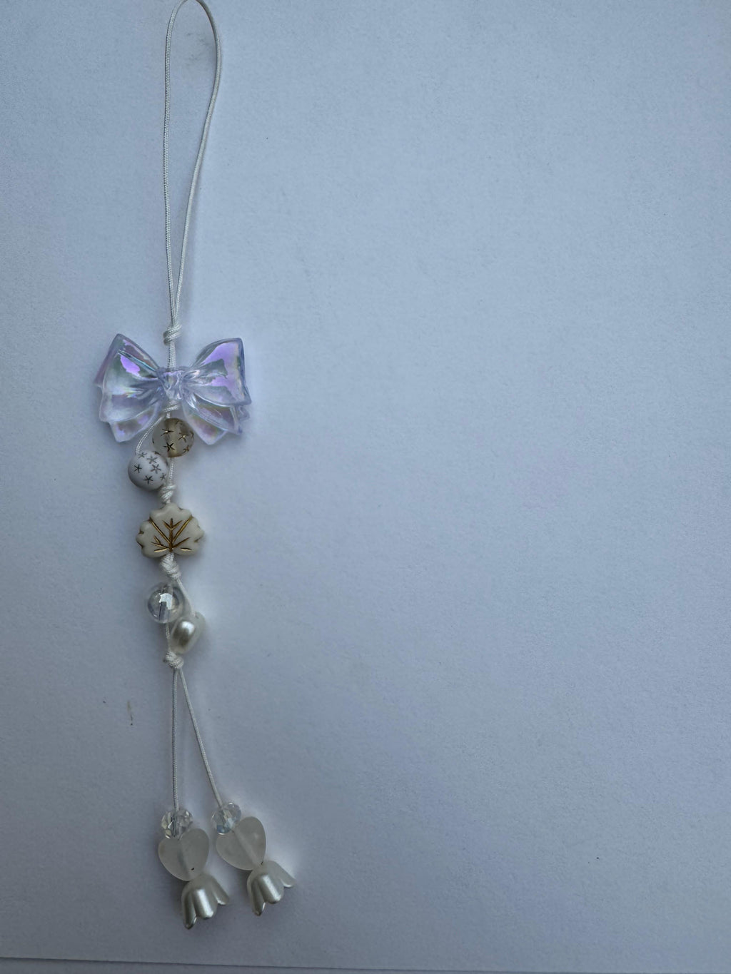 White Bow And Flower Charm