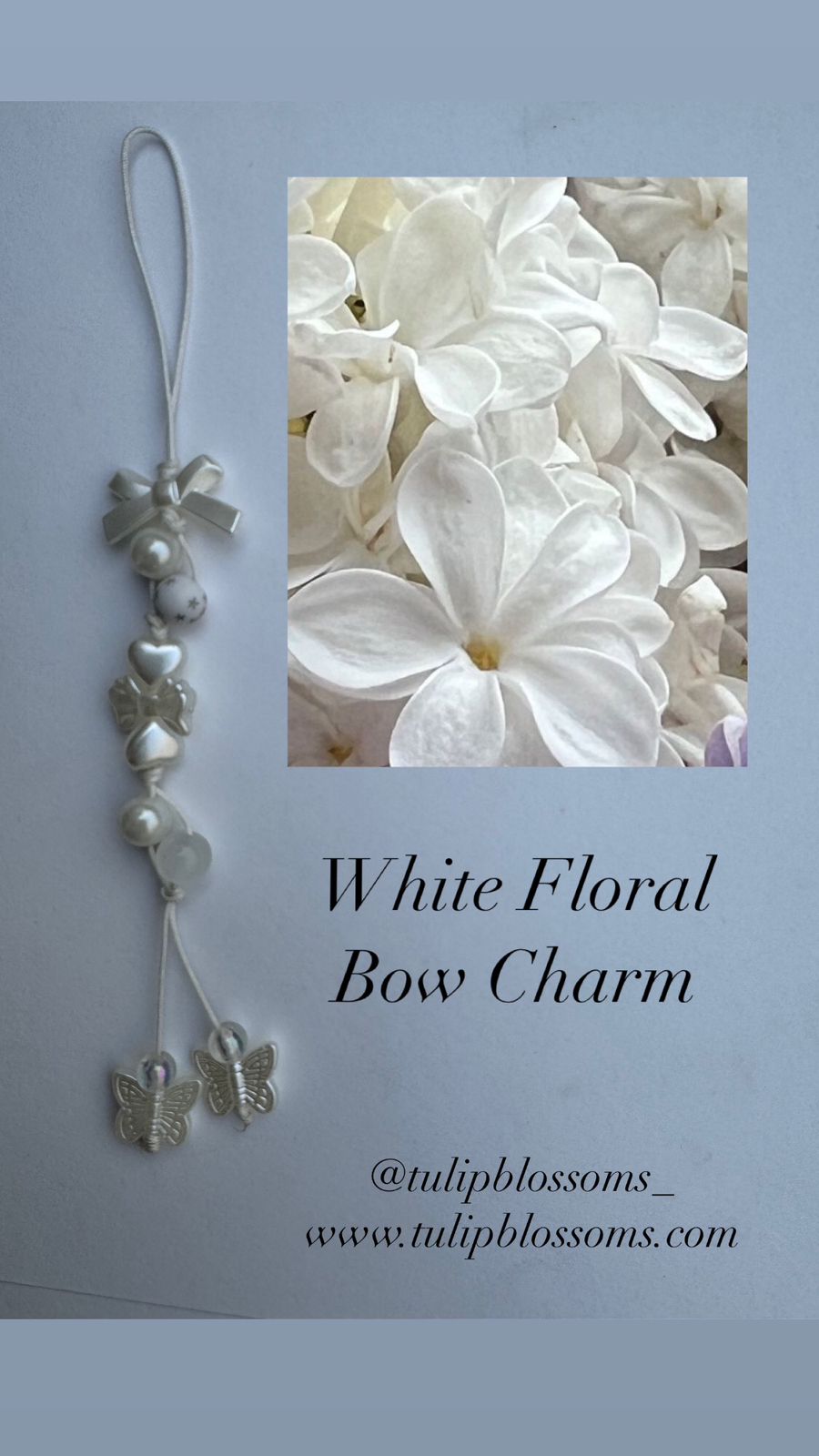 White Flotal Bow Charm