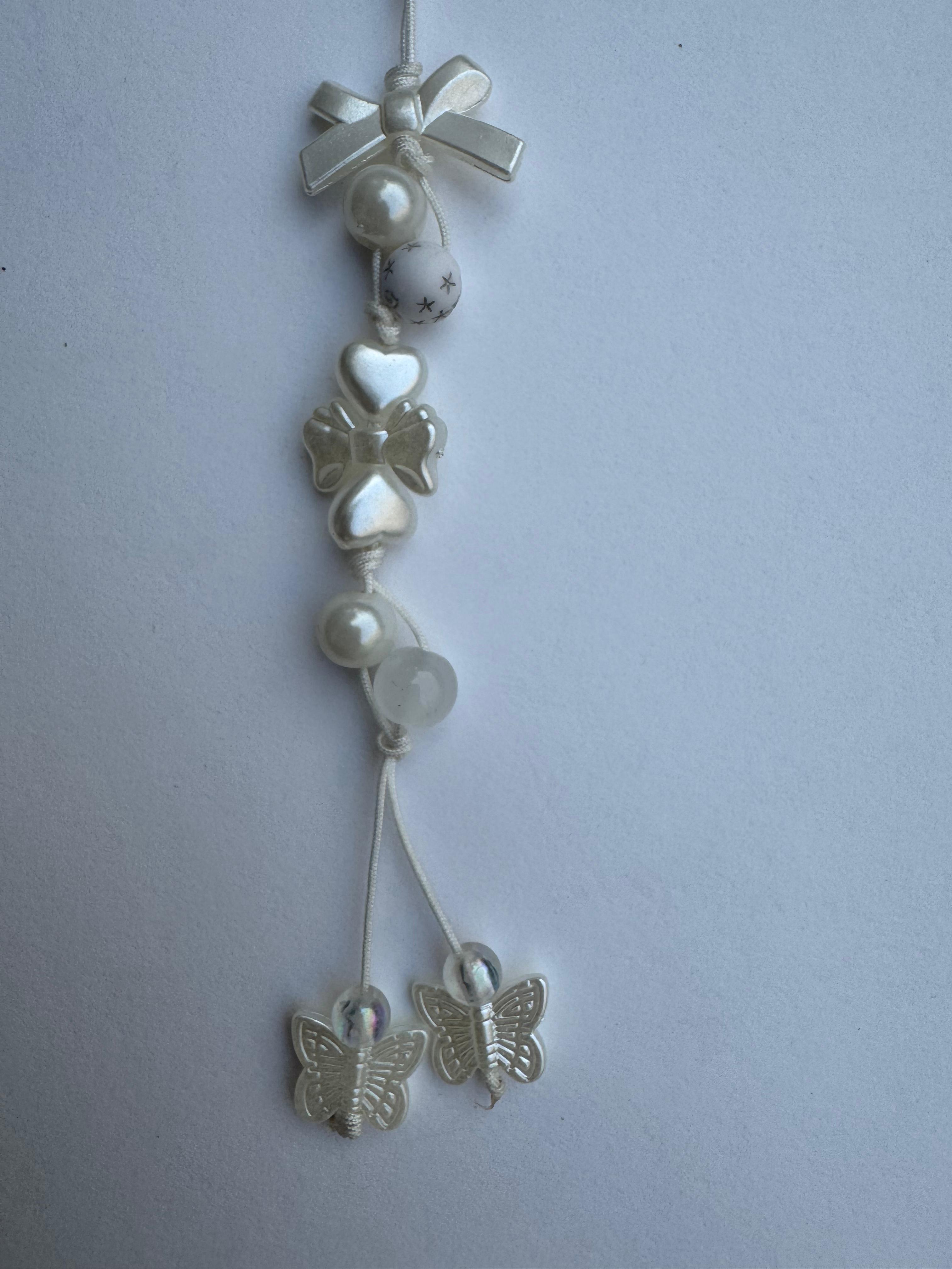 White Flotal Bow Charm