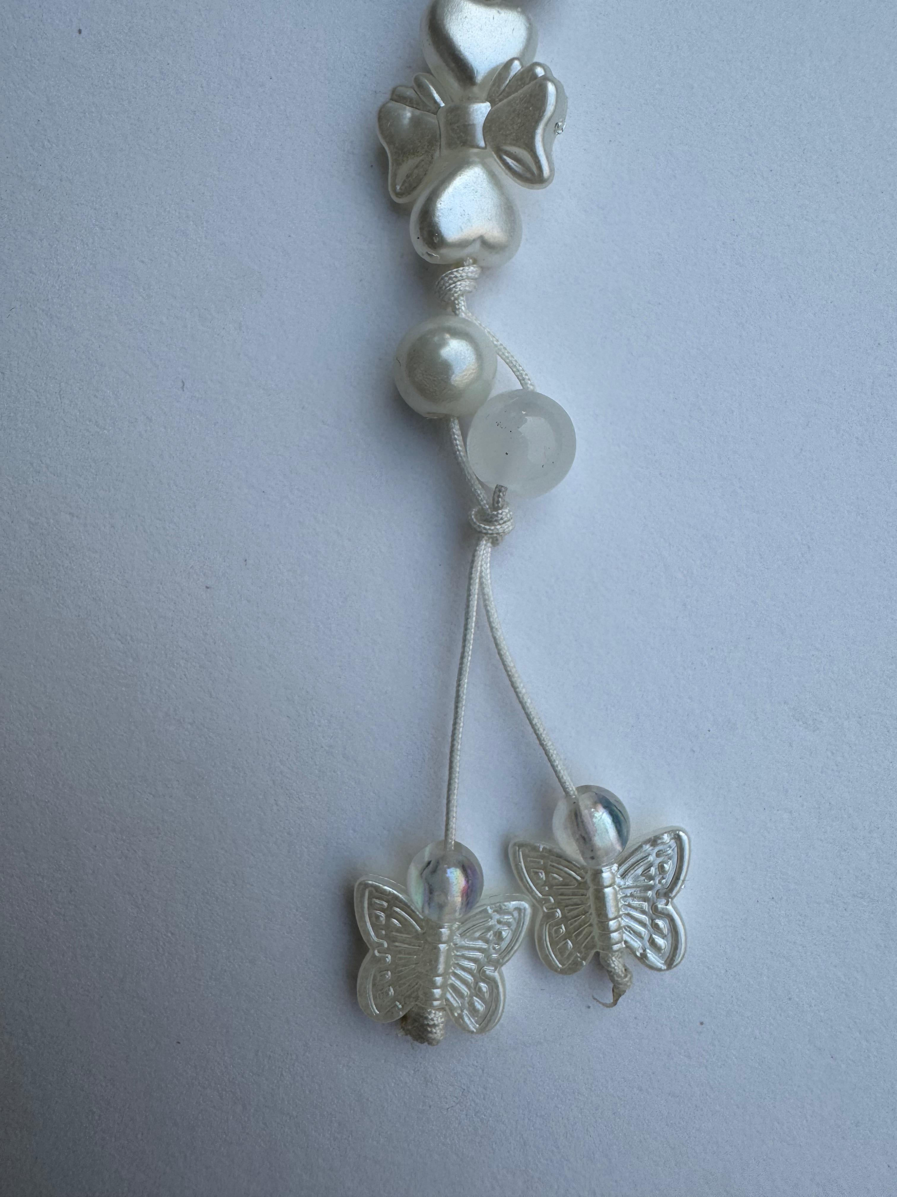 White Flotal Bow Charm