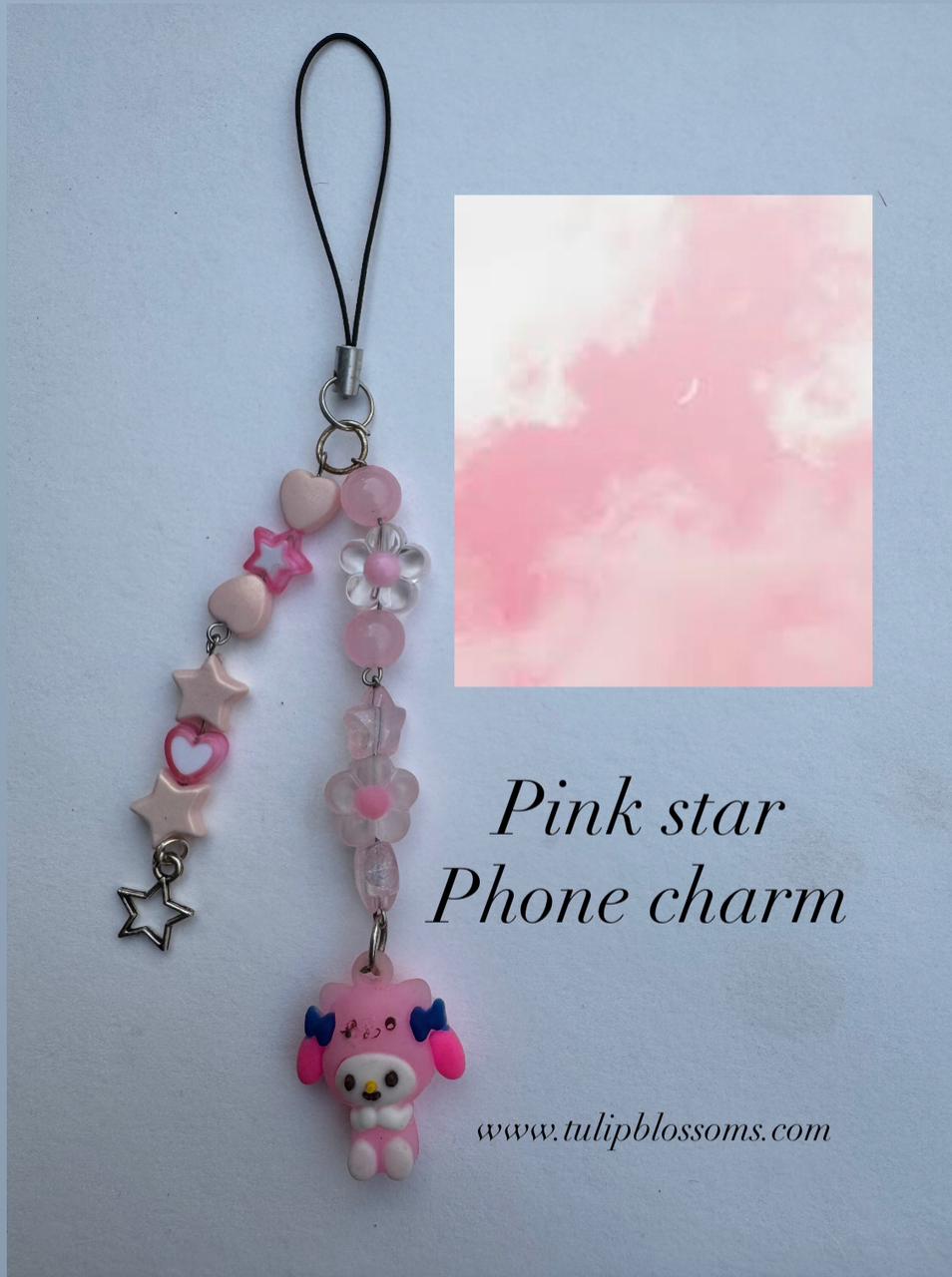 Pink Star Phone Charm