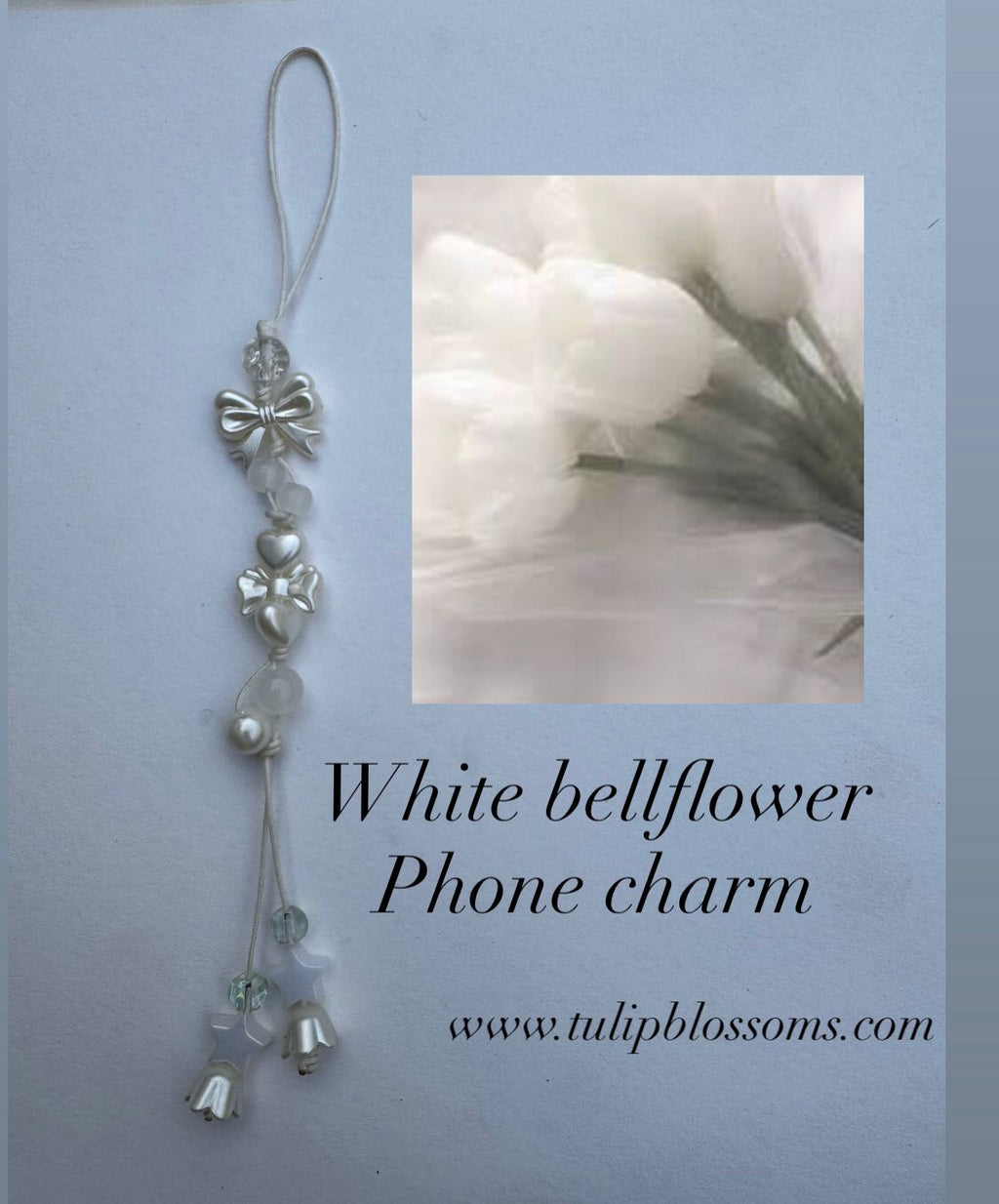 White Bell Flower Phone Charm