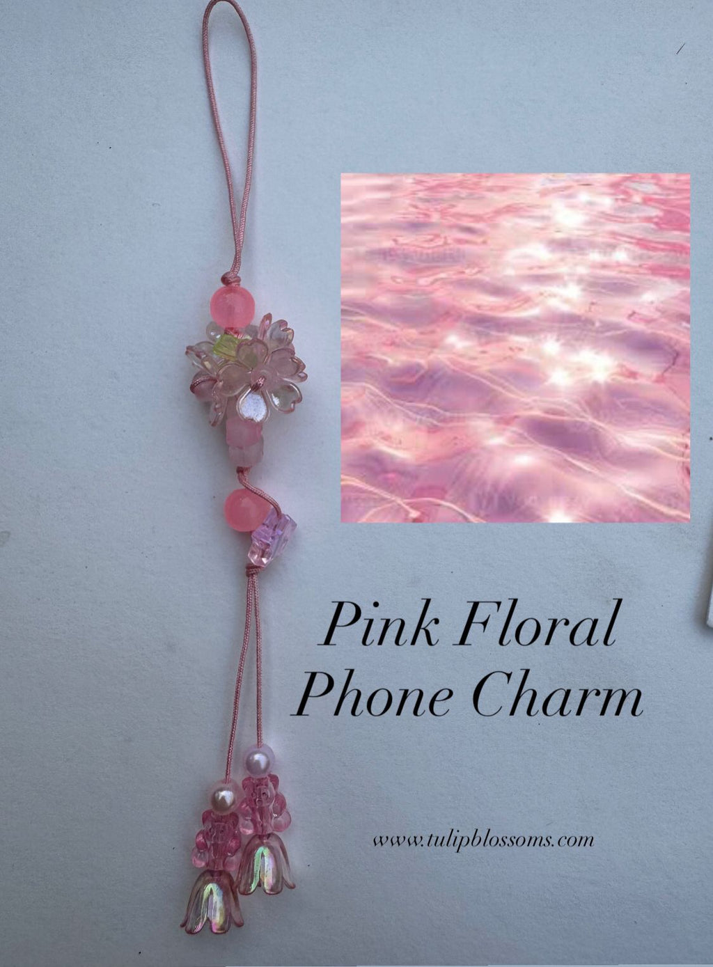 Pink Floral Phone Charm
