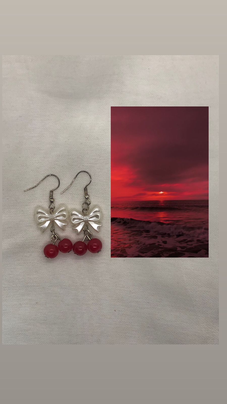 Red Bow Cherry Earrings