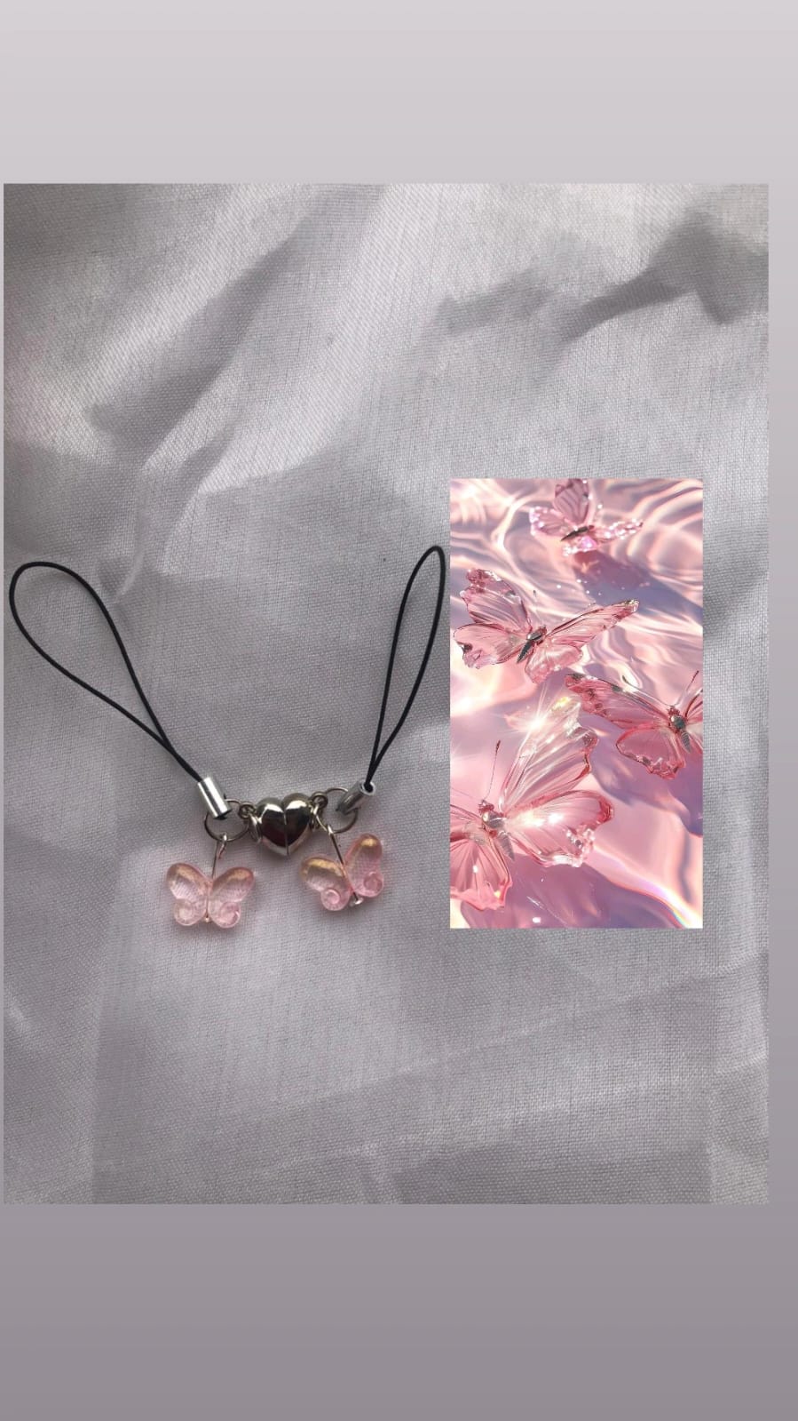 Pair of Pink butterfly phone charm