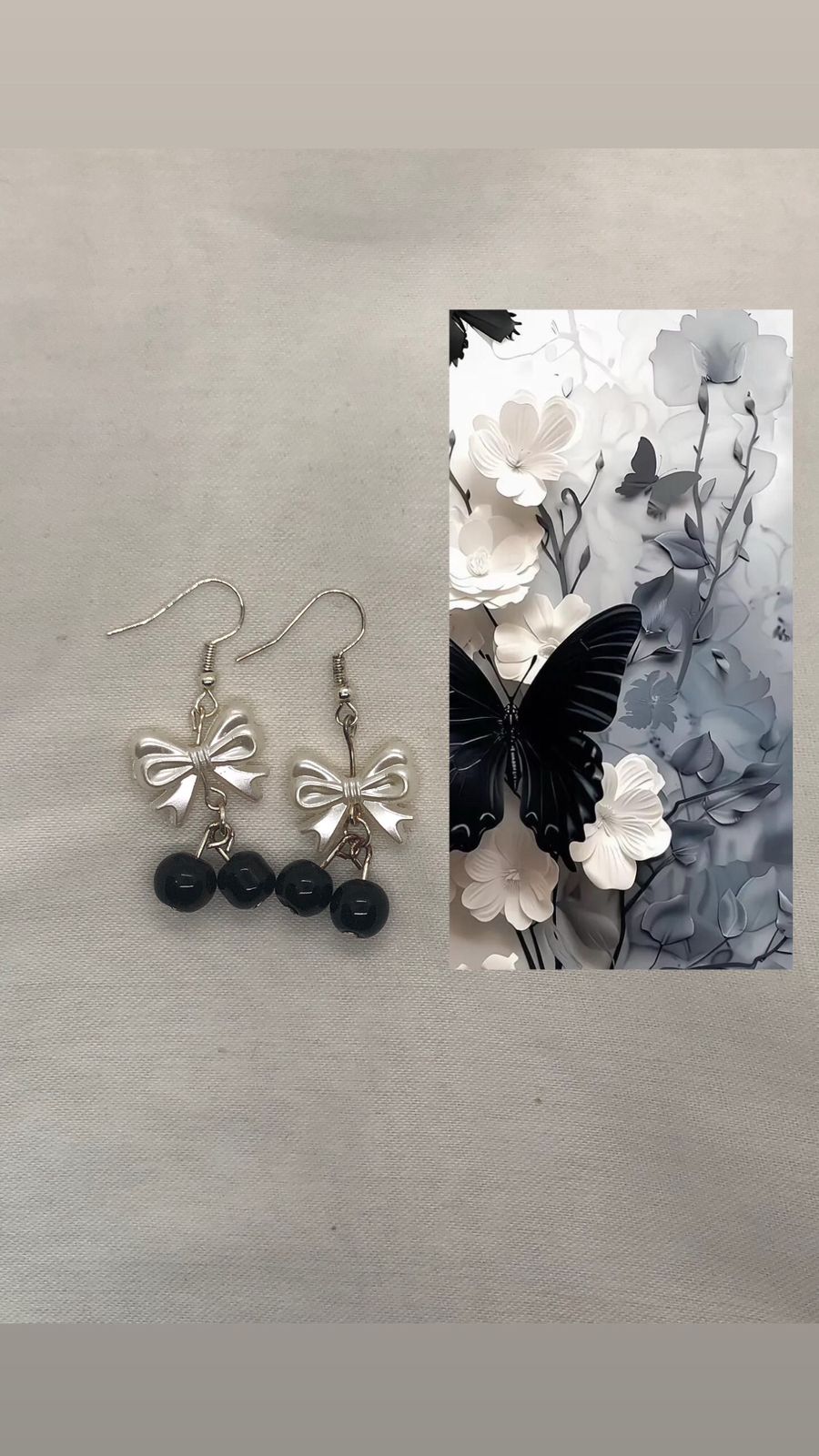 Black Bow cherry Earrings