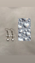 White Bow Heart Earrings