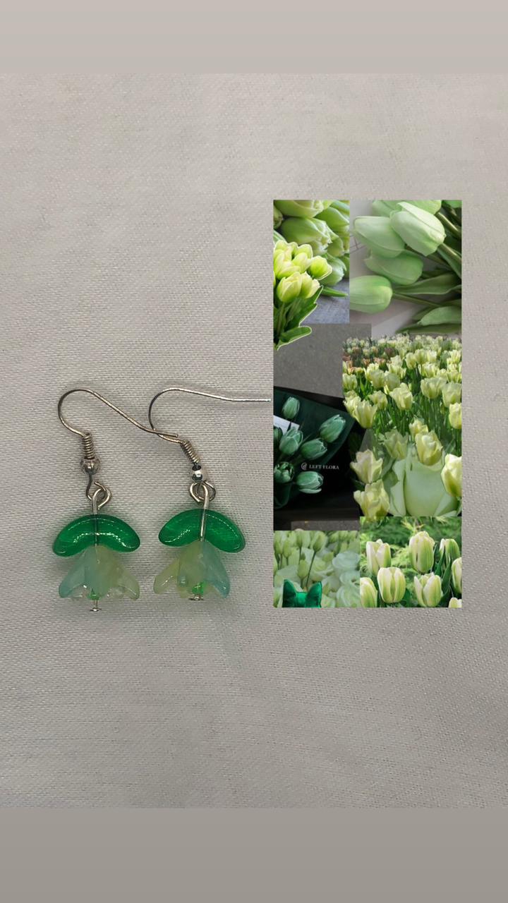 Green Tulip Earrings