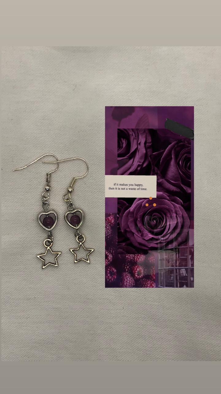 Purple Heart Star Earrings
