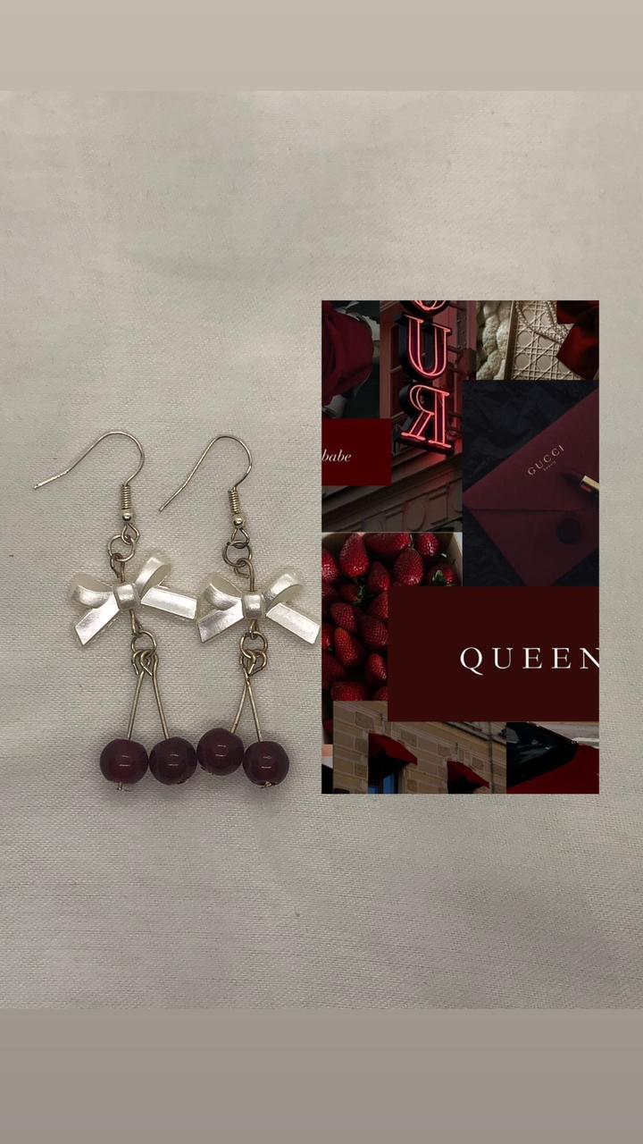 maroon bow earrings