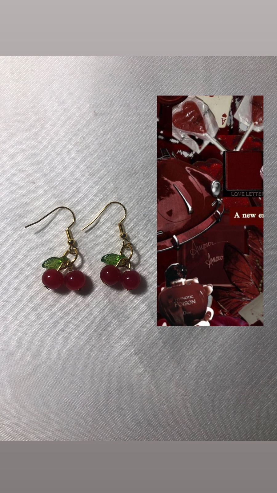 Red Cherry Earrings (golden)