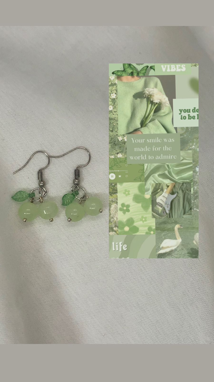 light green cherry earrings