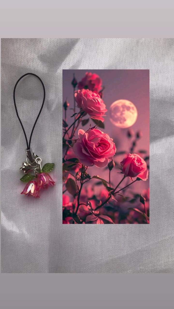 Pink Bellflower Phone Charm