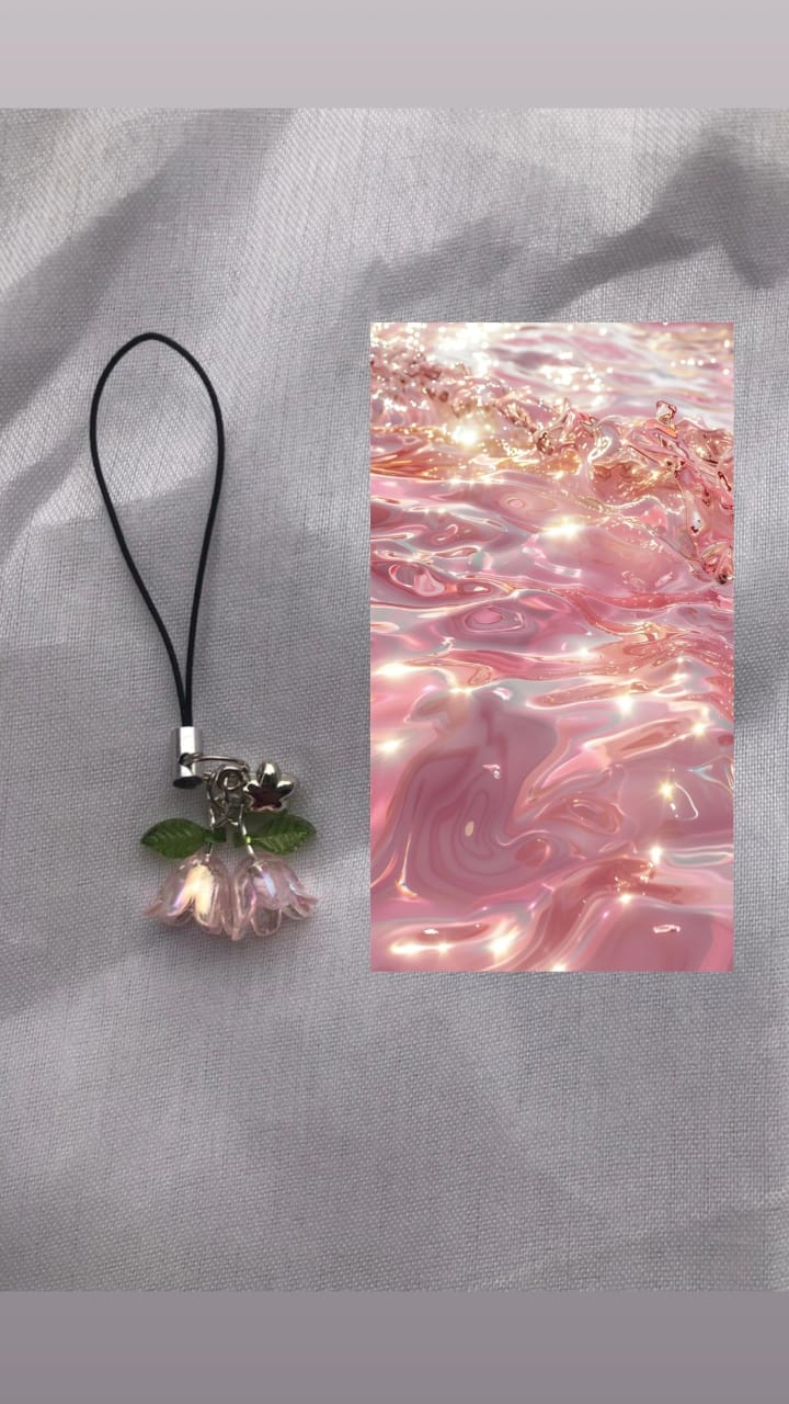 Pastel Pink Bellflowers Phone Charm