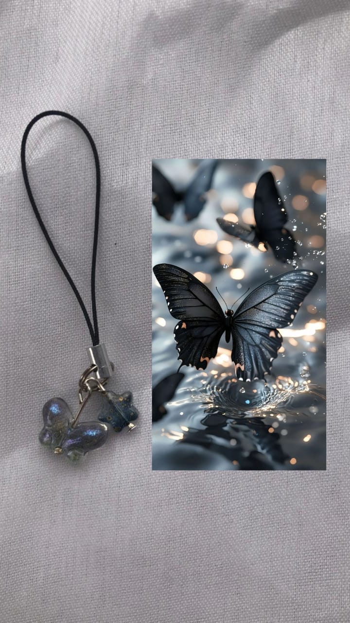 Black Butterfly star Phone Charm