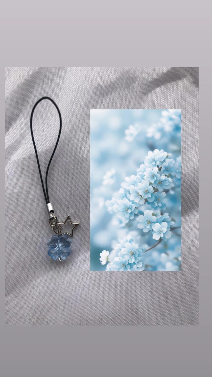 Pastel Blue Clover leaf Phone Charm