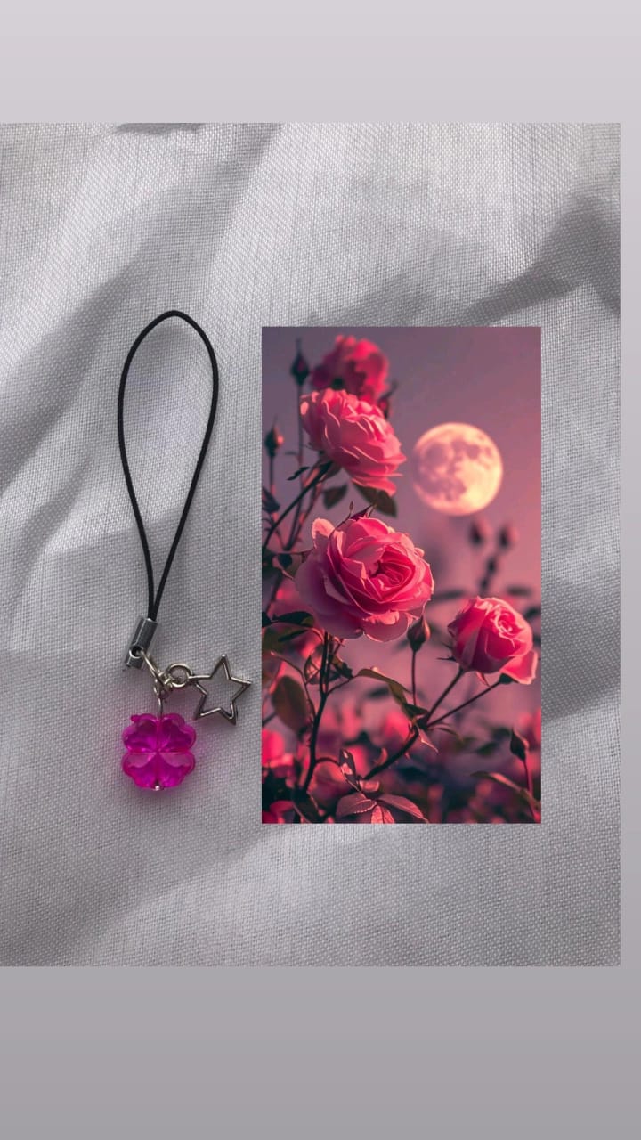 Pink Clover Leaf Phone Charm