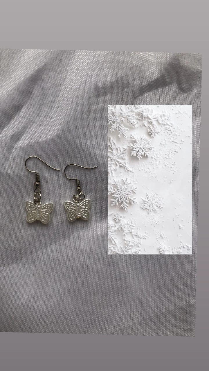 White Butterfly Earrings