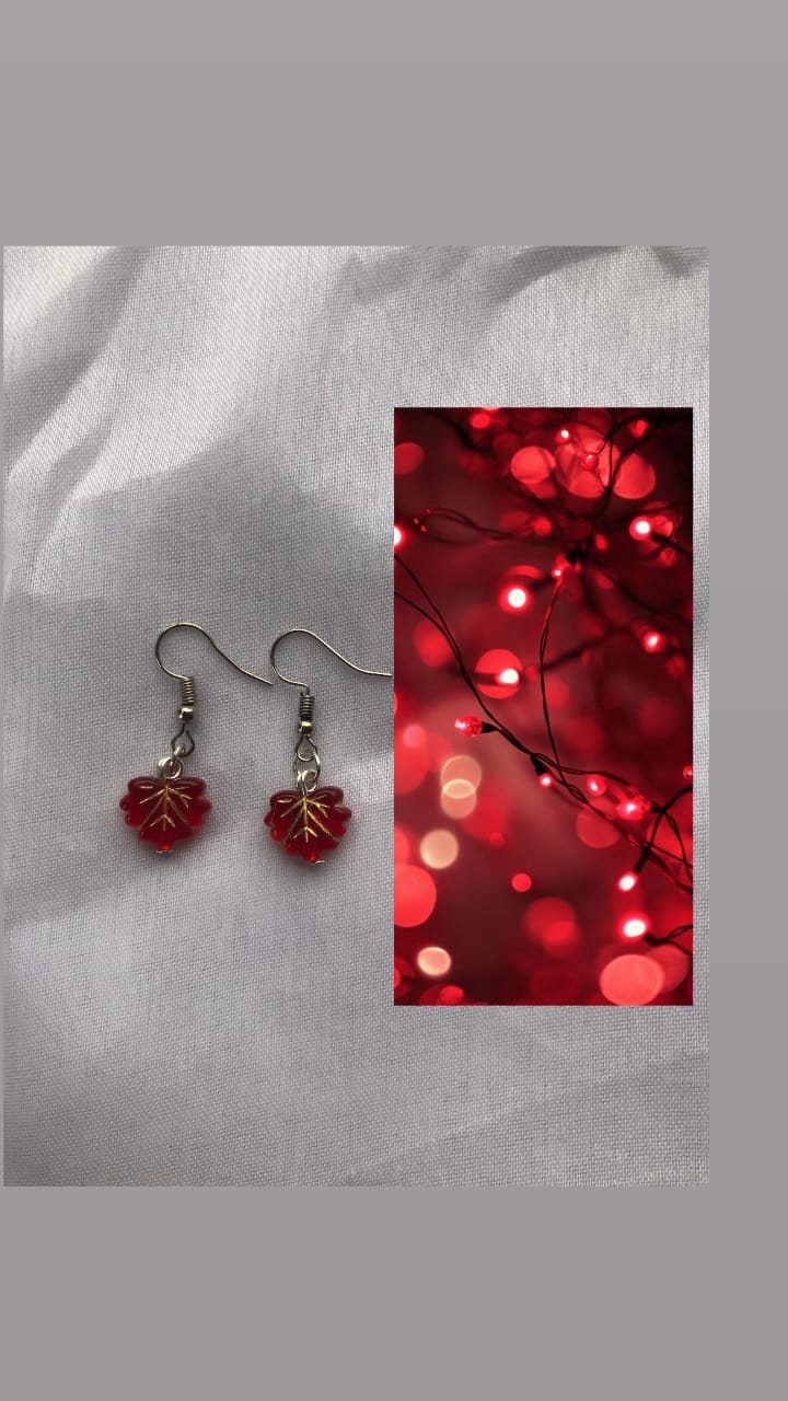 Red Maple Leaf Earrings