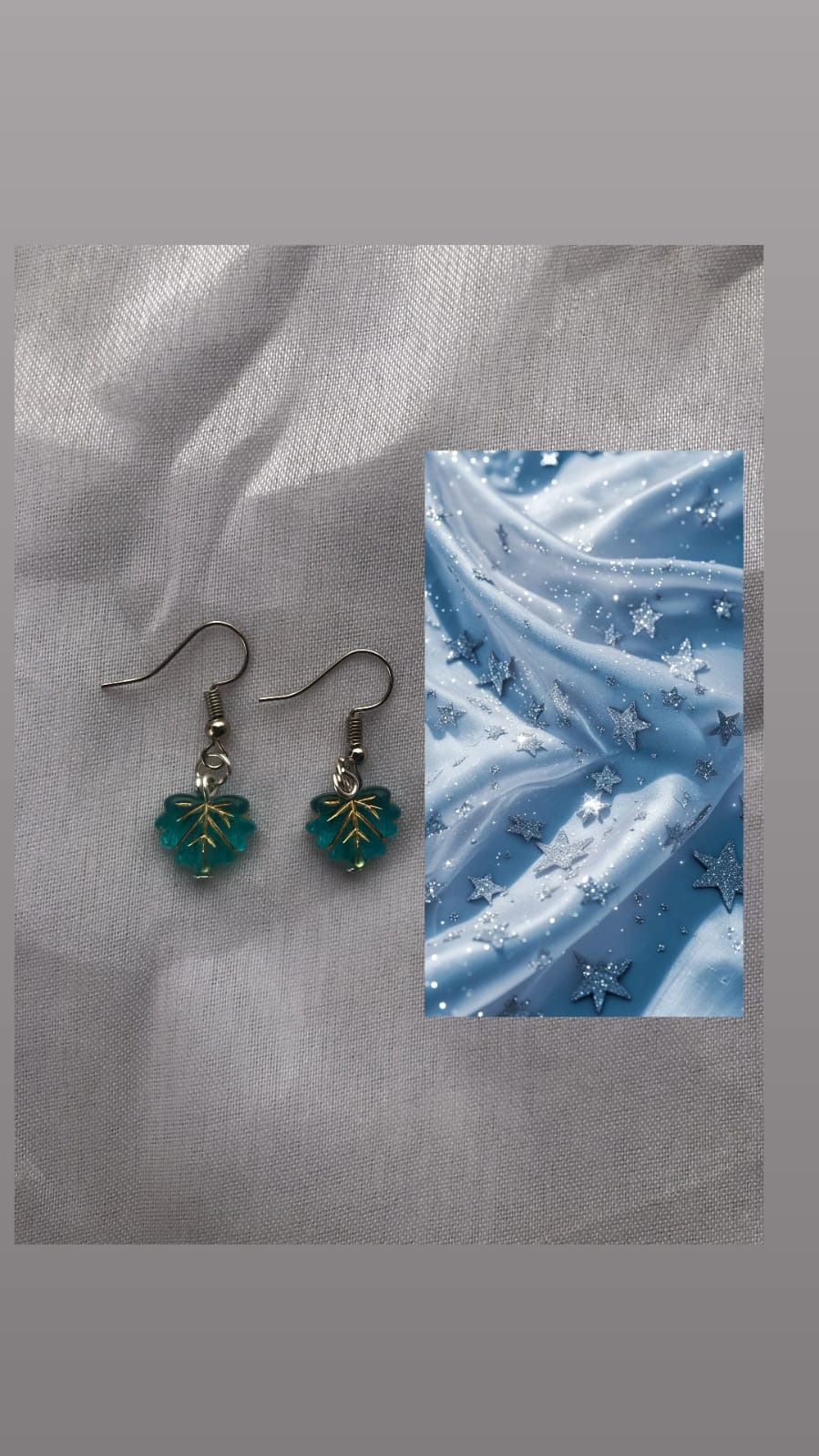 Blue Maple Leaf Earrings