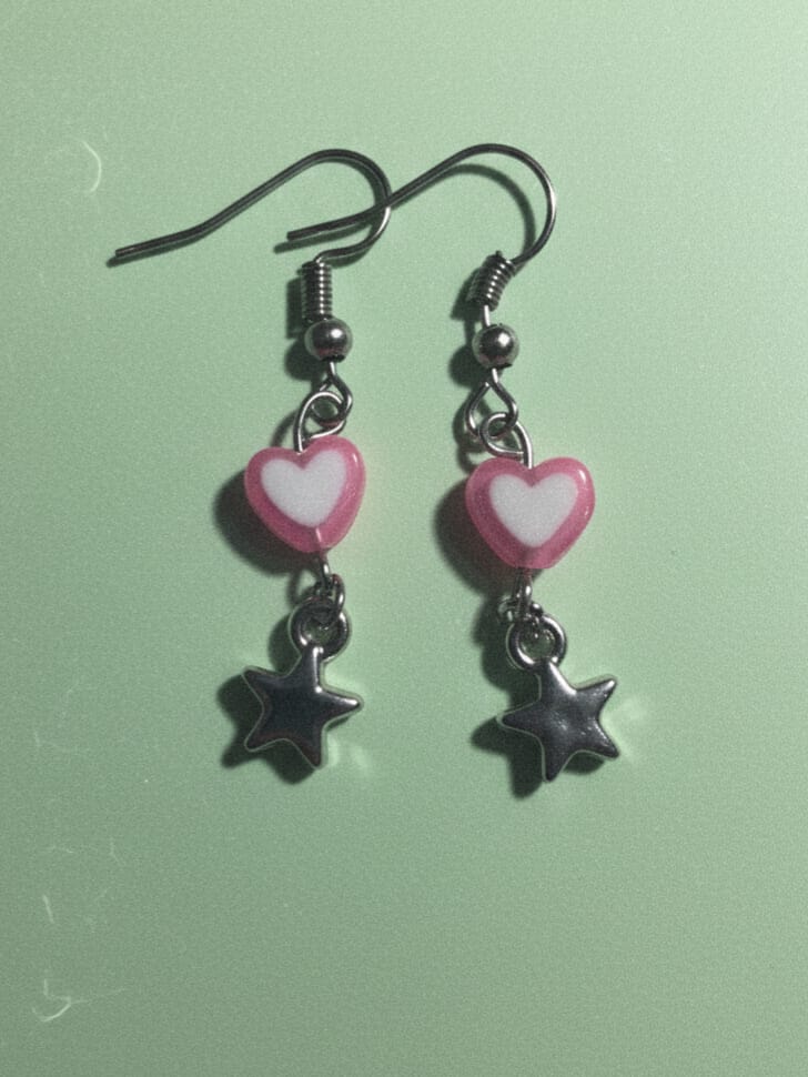 Pink Heart Star earrings