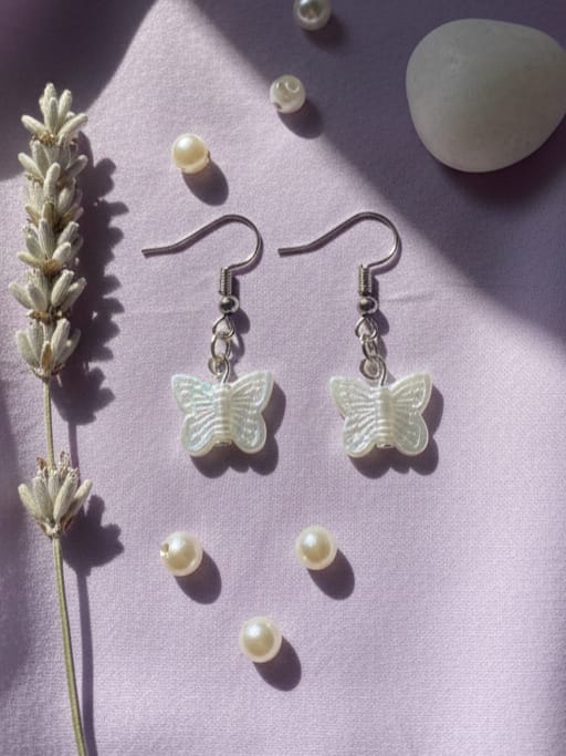 White Butterfly Earrings
